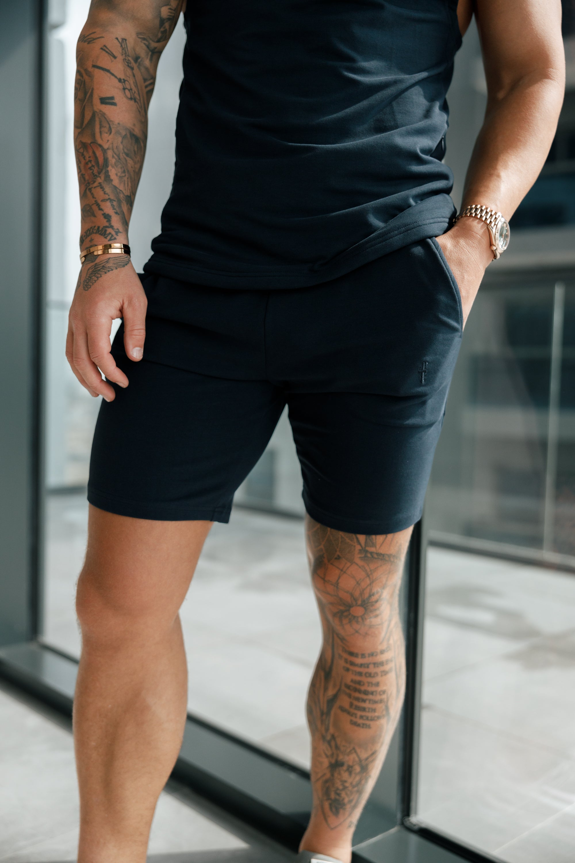 Navy Elasticated Shorts - FSH902