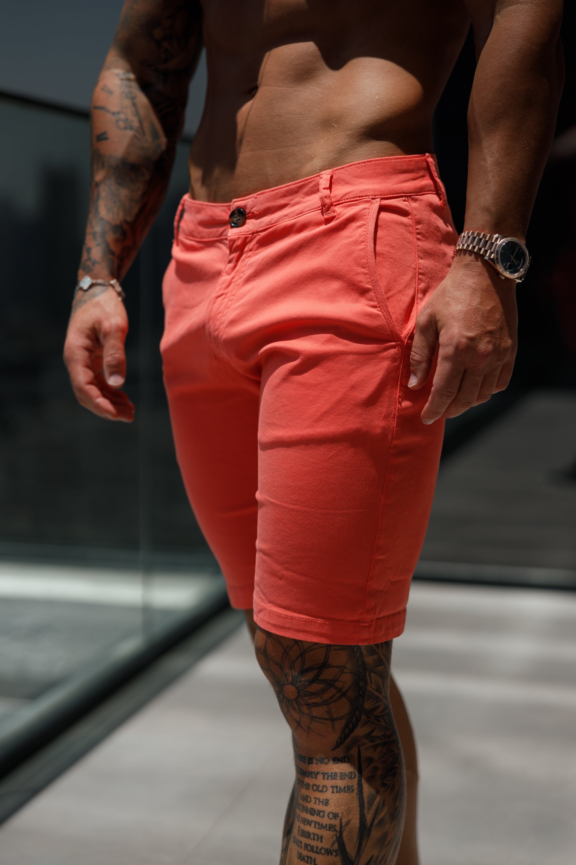 Slim Fit Coral Chino Shorts - FSH988