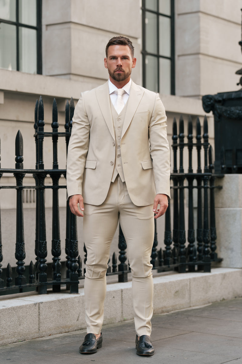 Father Sons Slim Formal Waistcoat Beige - FSW011