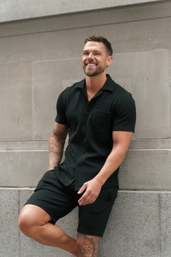 Father Sons Jersey Cord Black Shorts - FSR012
