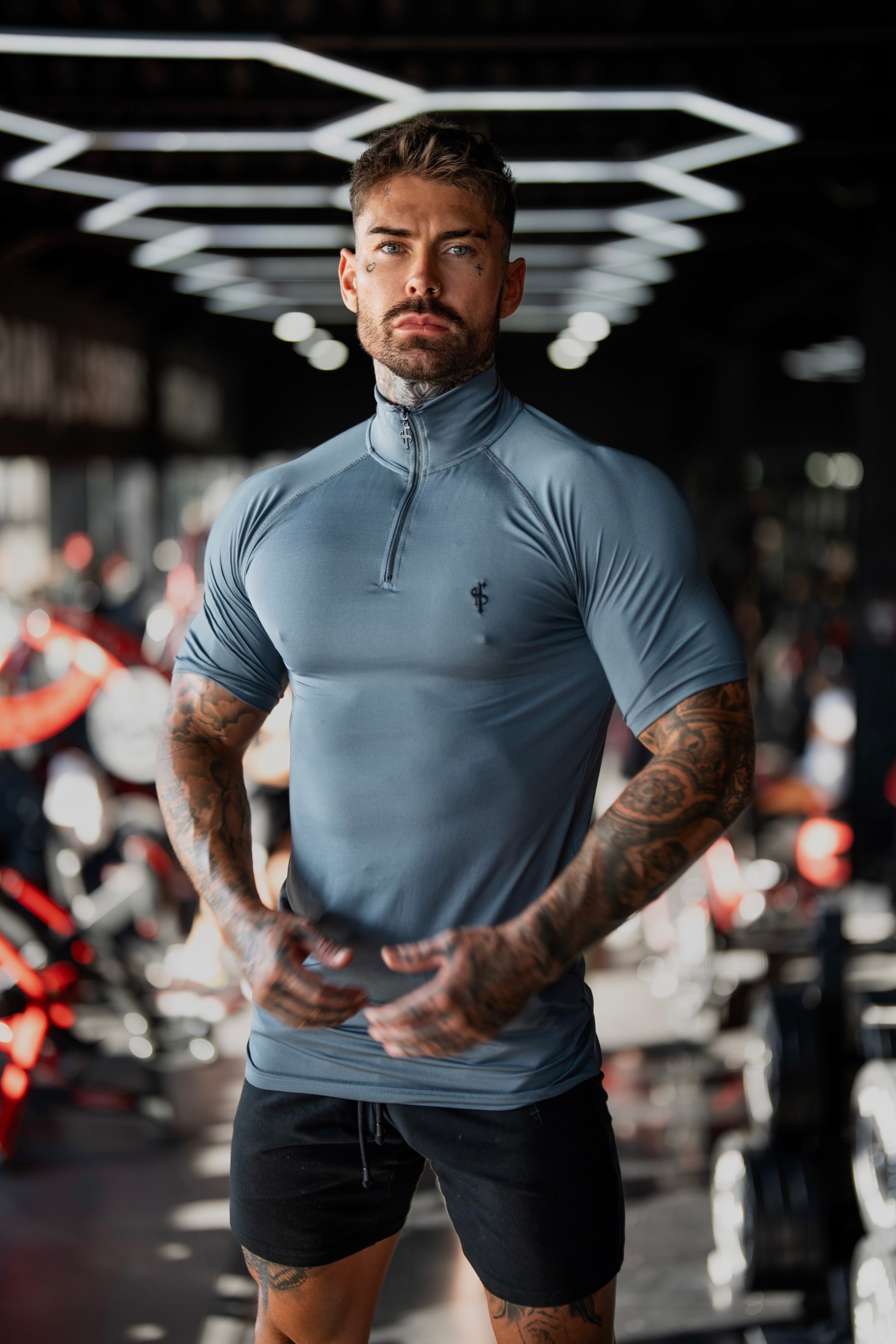 SS Charcoal Half Zip Gym Top - FSH1315