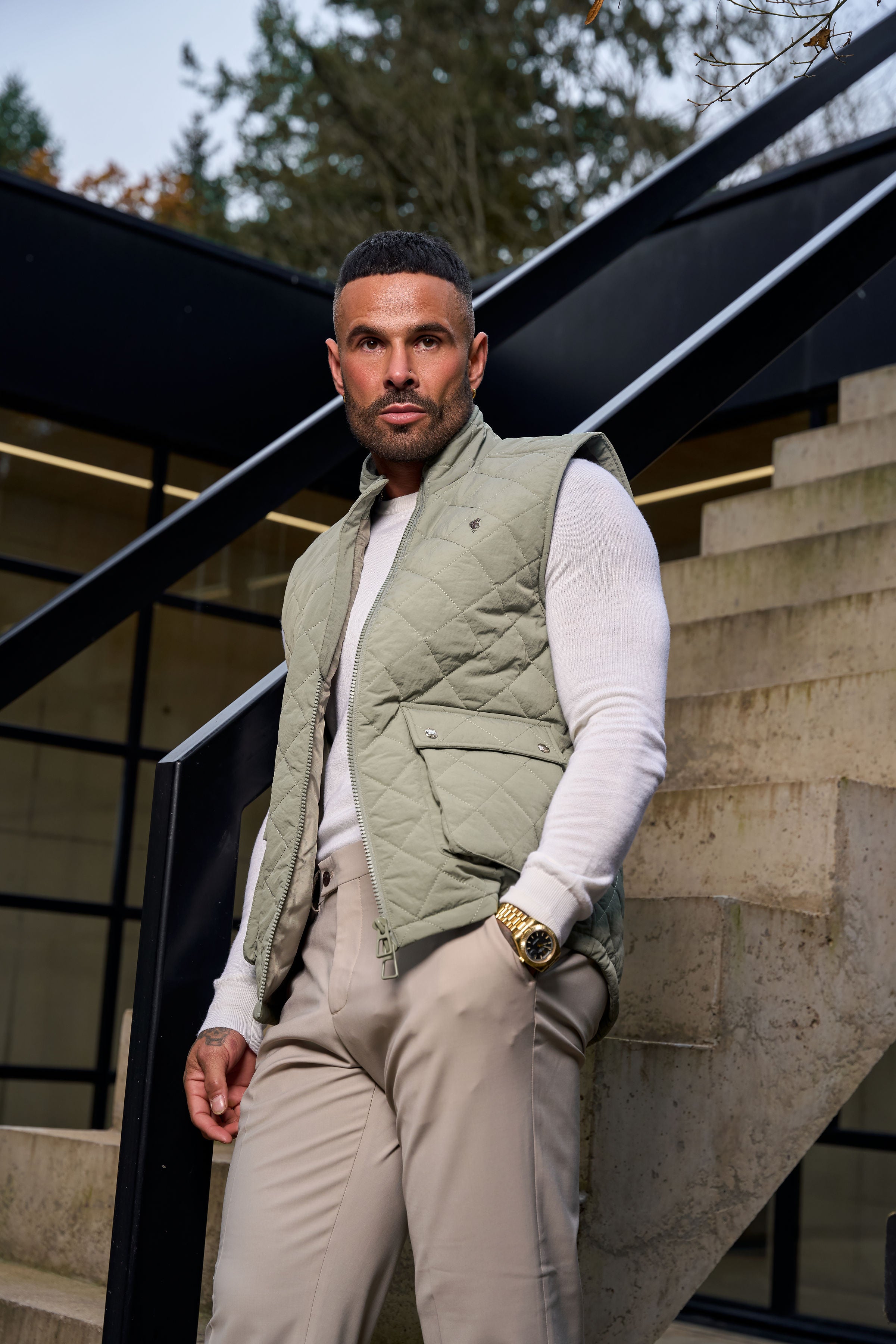 Sage Padded Gilet With Front Pockets  - FSN210