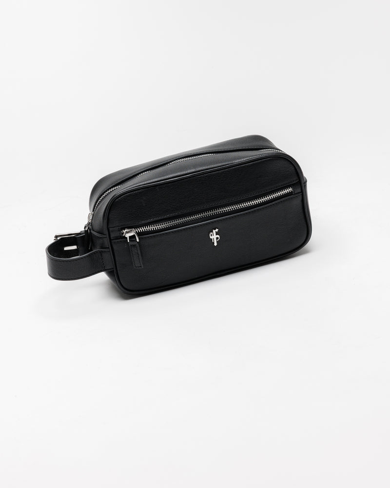 Father Sons Black Leather Wash Bag - FSH1392
