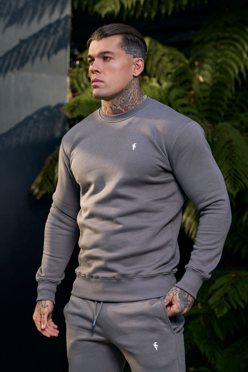 FS Plain Charcoal Crew Sweater With FS Branding - FSH1187
