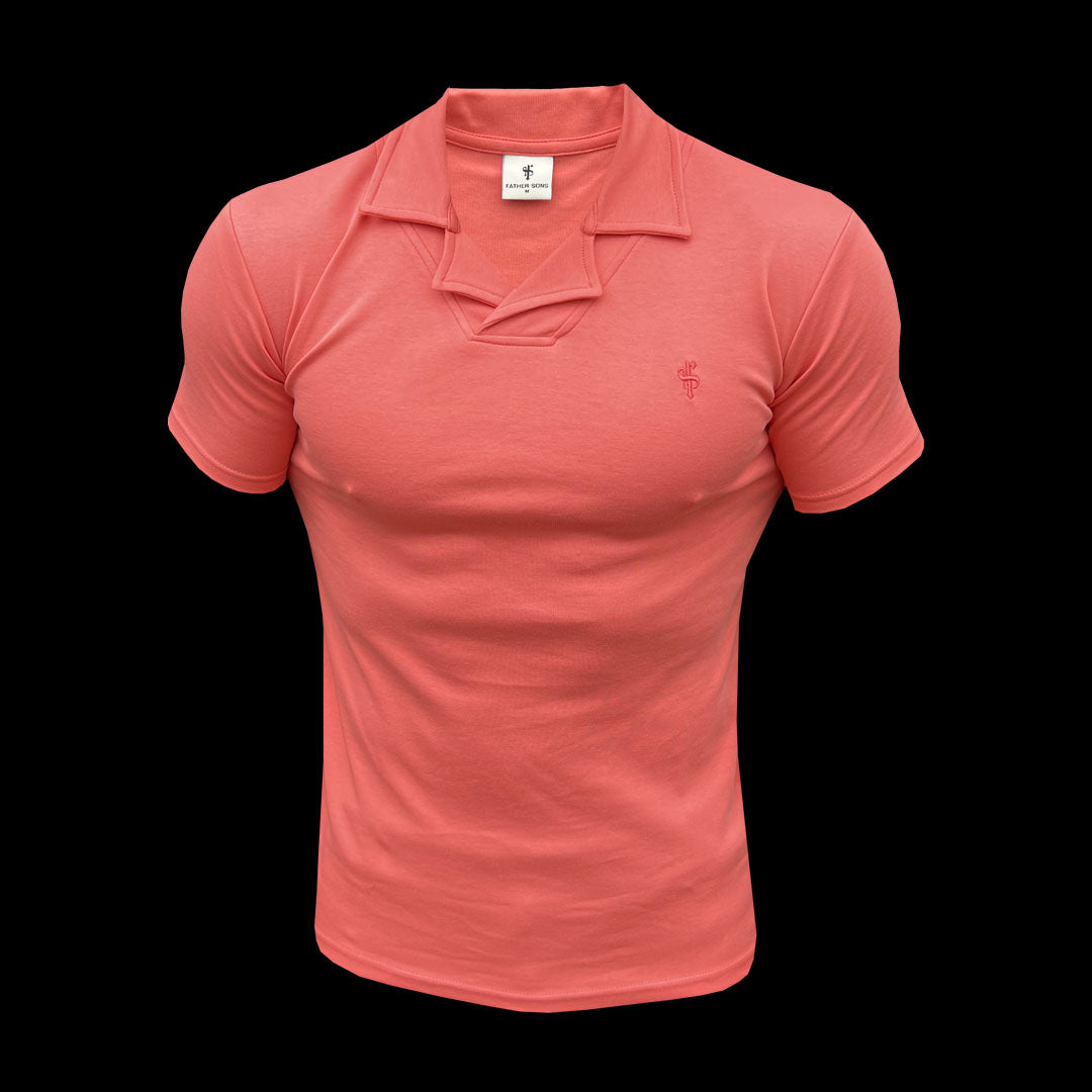Classic Coral Polo Shirt With Revere Collar - FSH1066