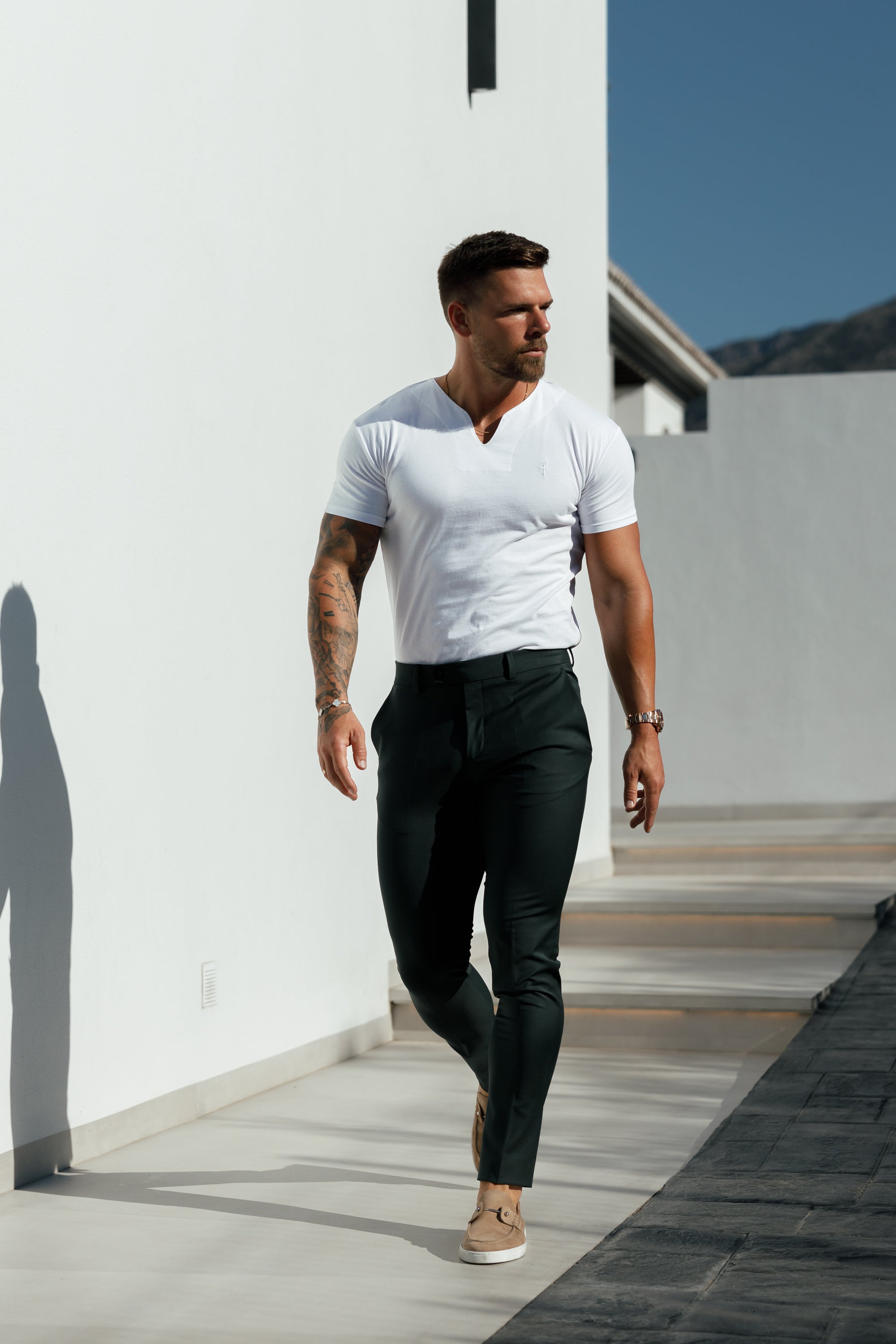 Advanced V Neck Crew Short Sleeve White - FSH1011