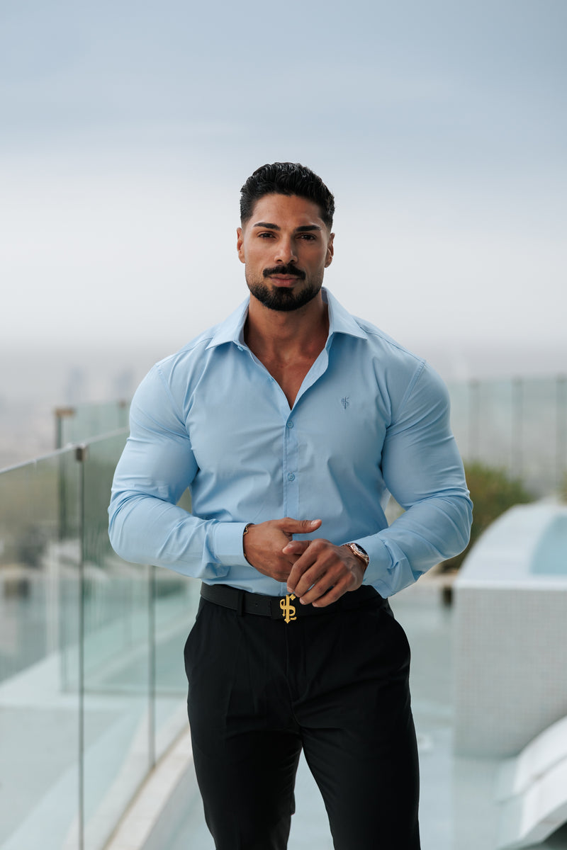 Father Sons Muscle Fit Advanced Stretch Powder Blue with Cutaway Collar  - FS1167