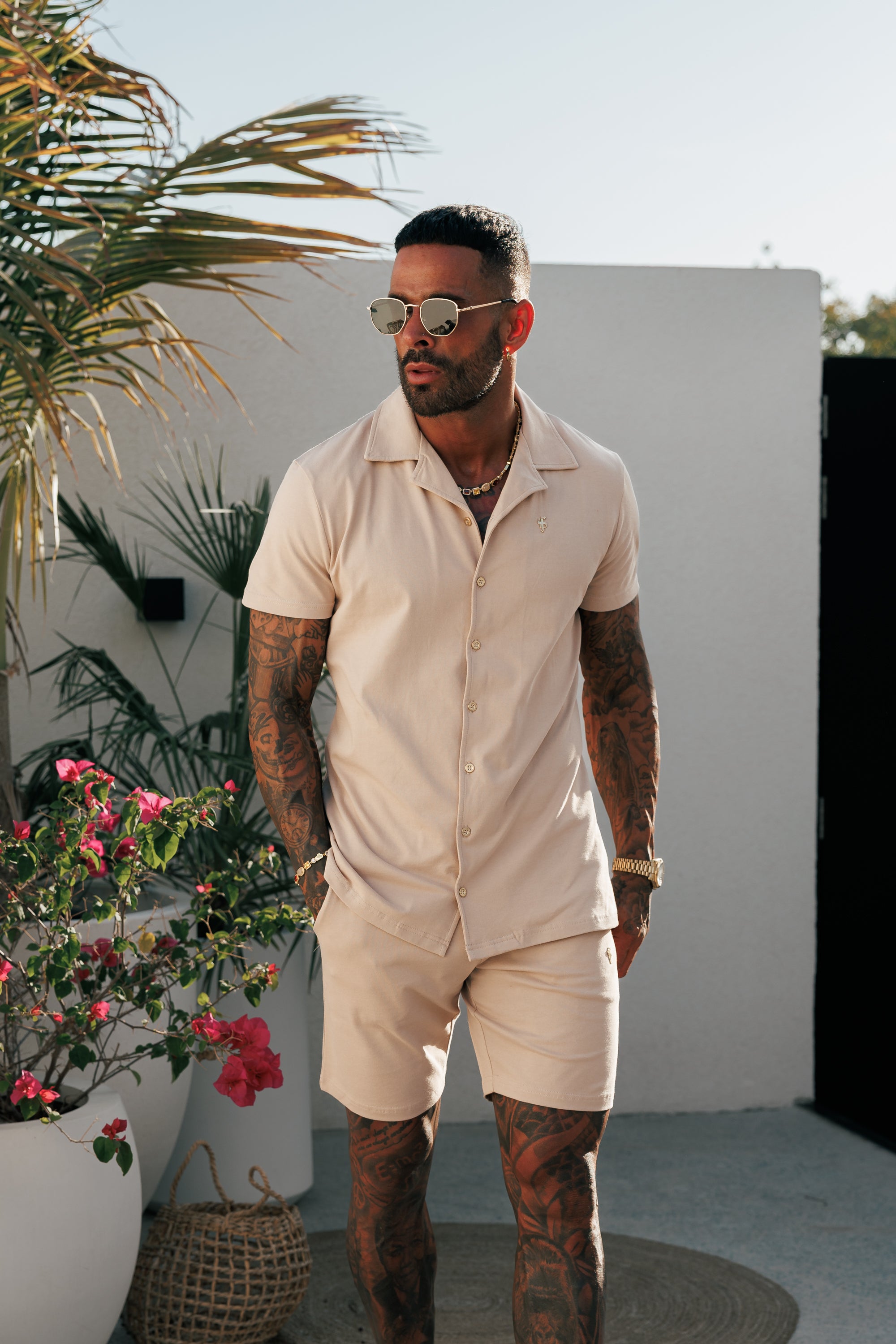 Beige Pique Shorts - FSH1362