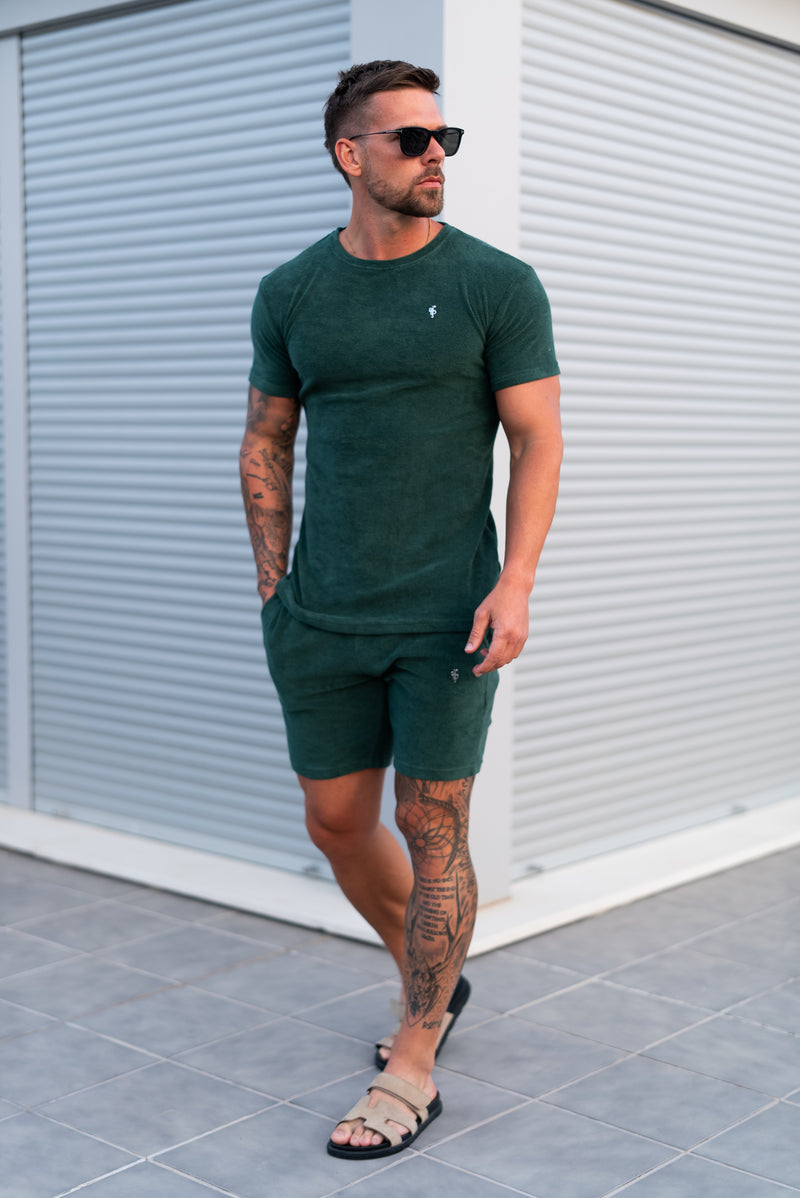 Father Sons Forest Green / Silver Towelling Crew T Shirt - FSH1347