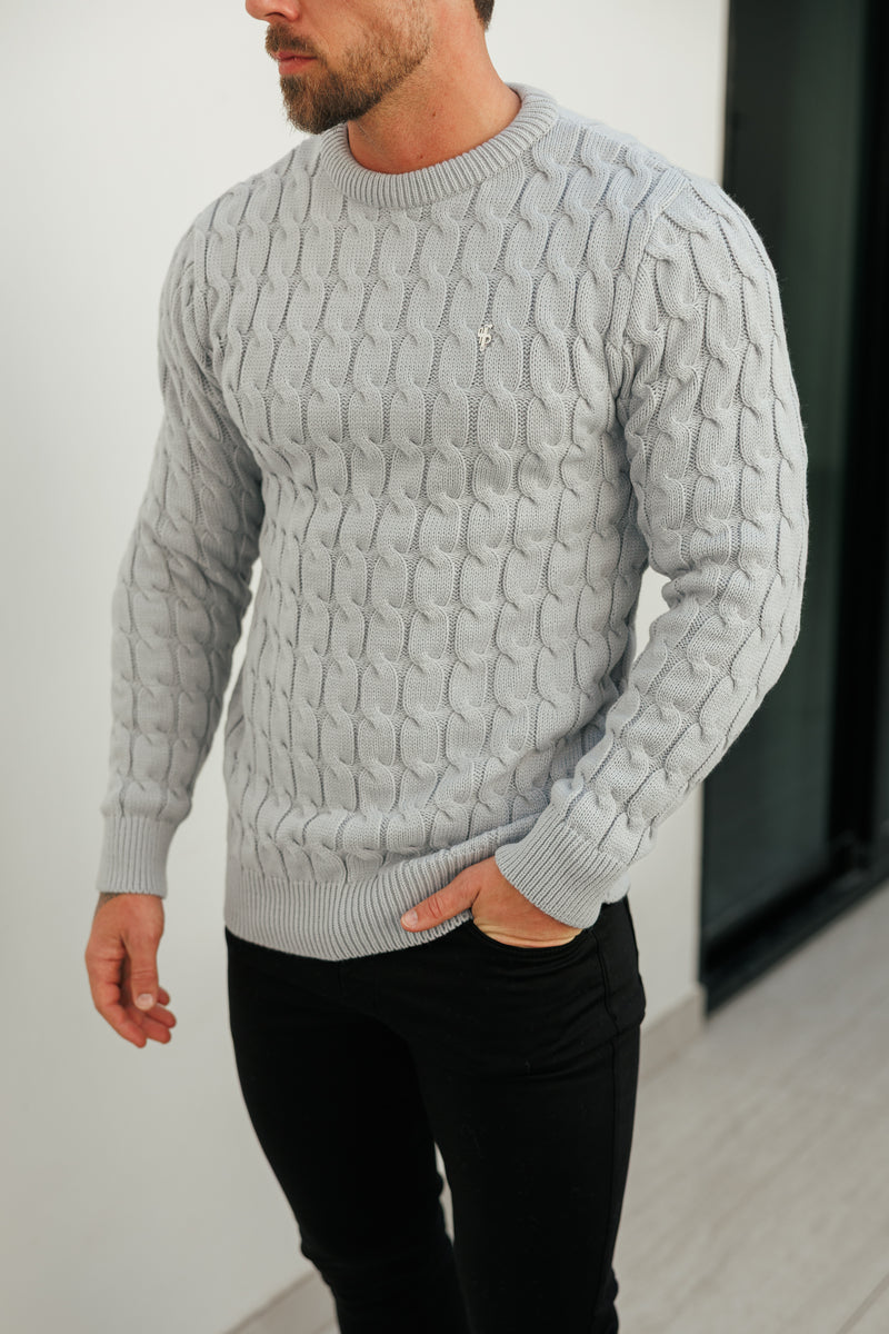 Father Sons Link Weave Knit Cop Grey Crew Neck Jumper - FSJ129