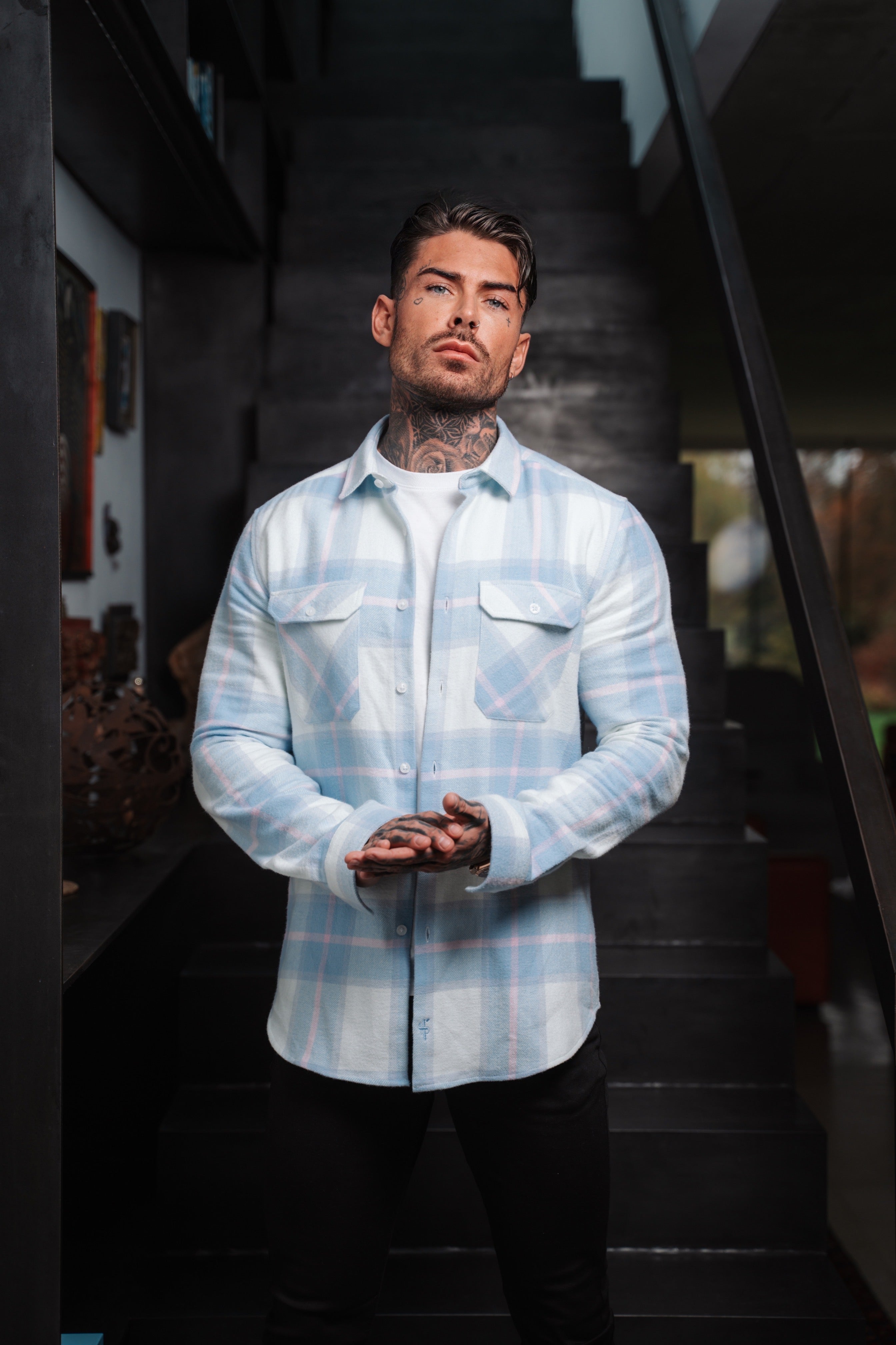 Heavy Brushed Multi Check Shacket With Double Pockets - FS1035