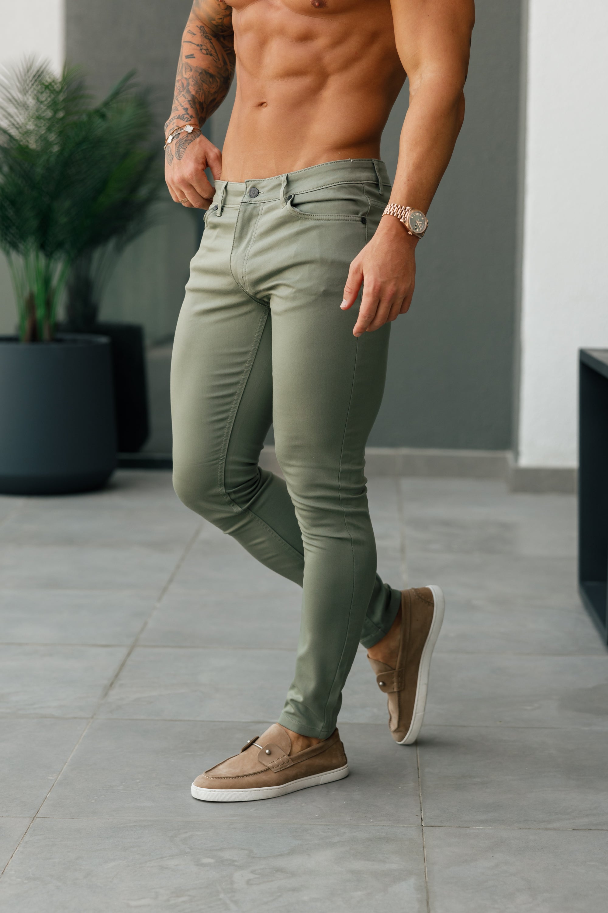 FS Slim Stretch Olive Sateen Pants - FSH1145