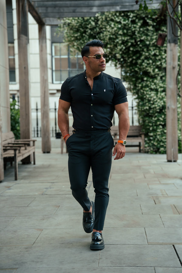 FS Super Slim SS Black Scuba with Grandad Collar - FS1192