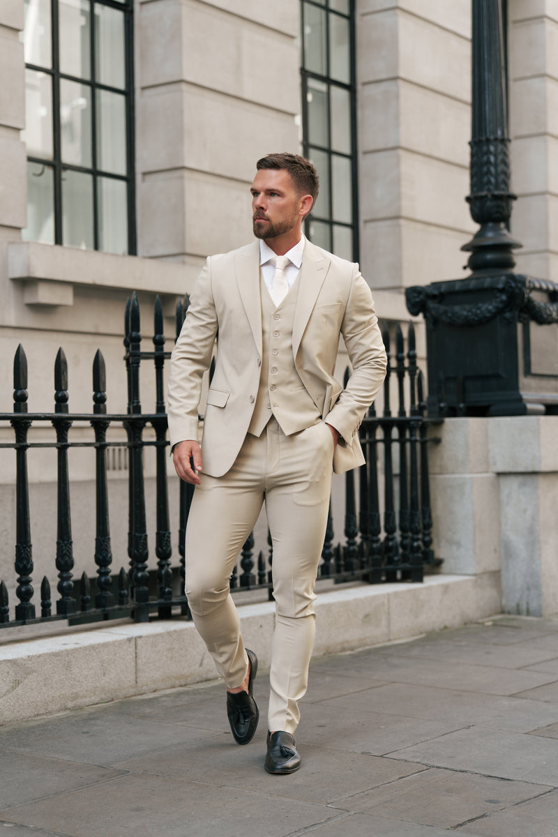 Father Sons Slim Formal Waistcoat Beige - FSW011