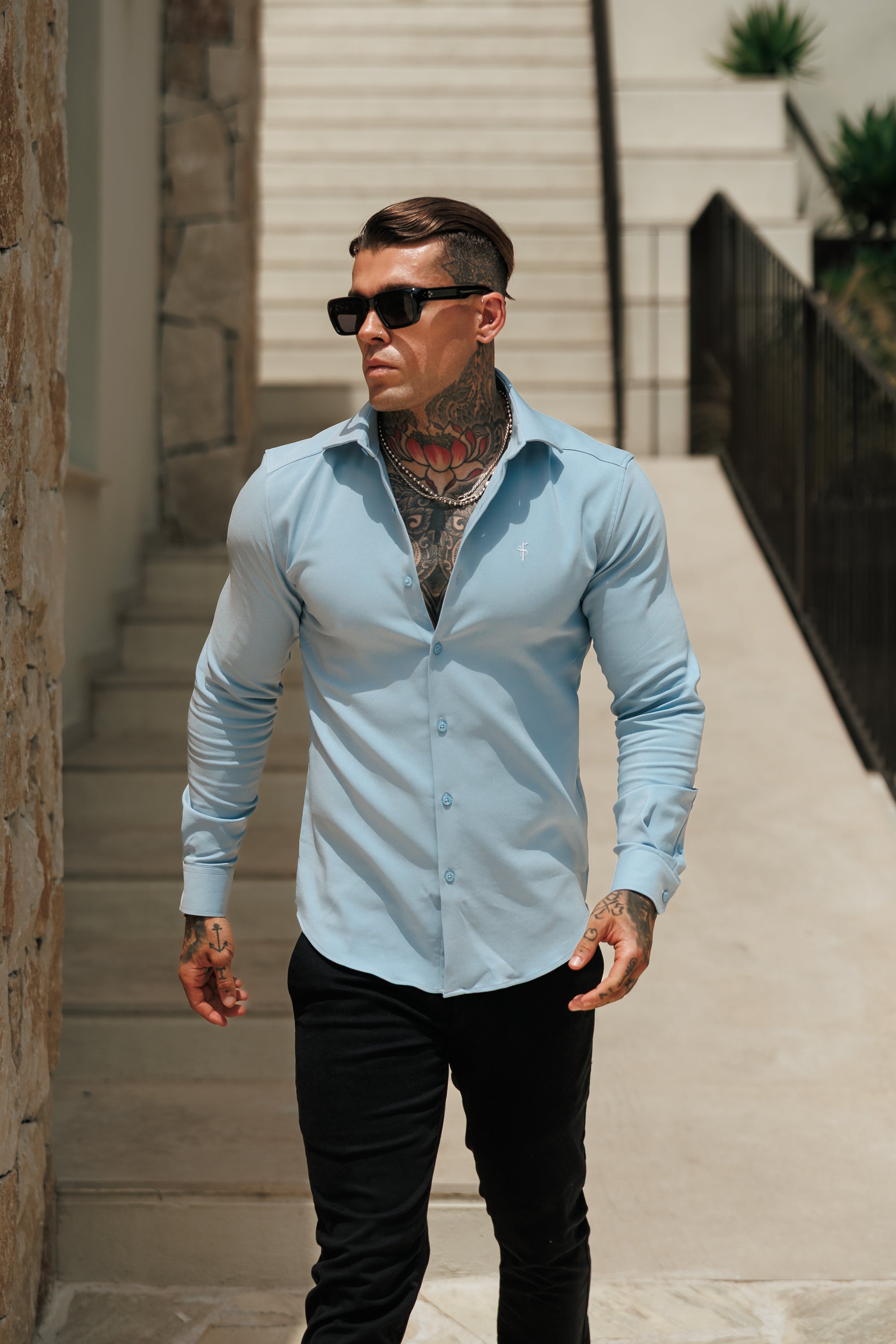 Classic Scuba Light Blue Long Sleeve Stretch with Cutaway Collar - FS1239