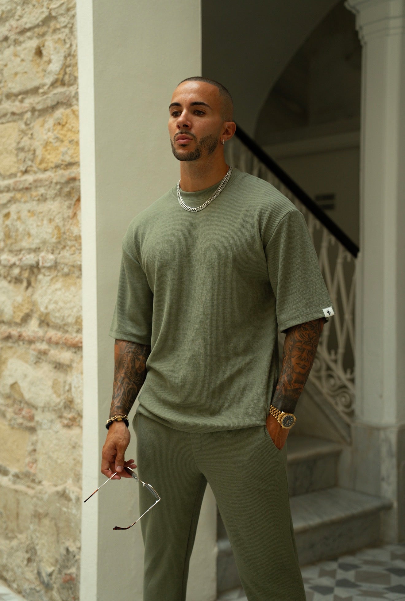 Jersey Cord Olive Oversized T-Shirt - FSR104