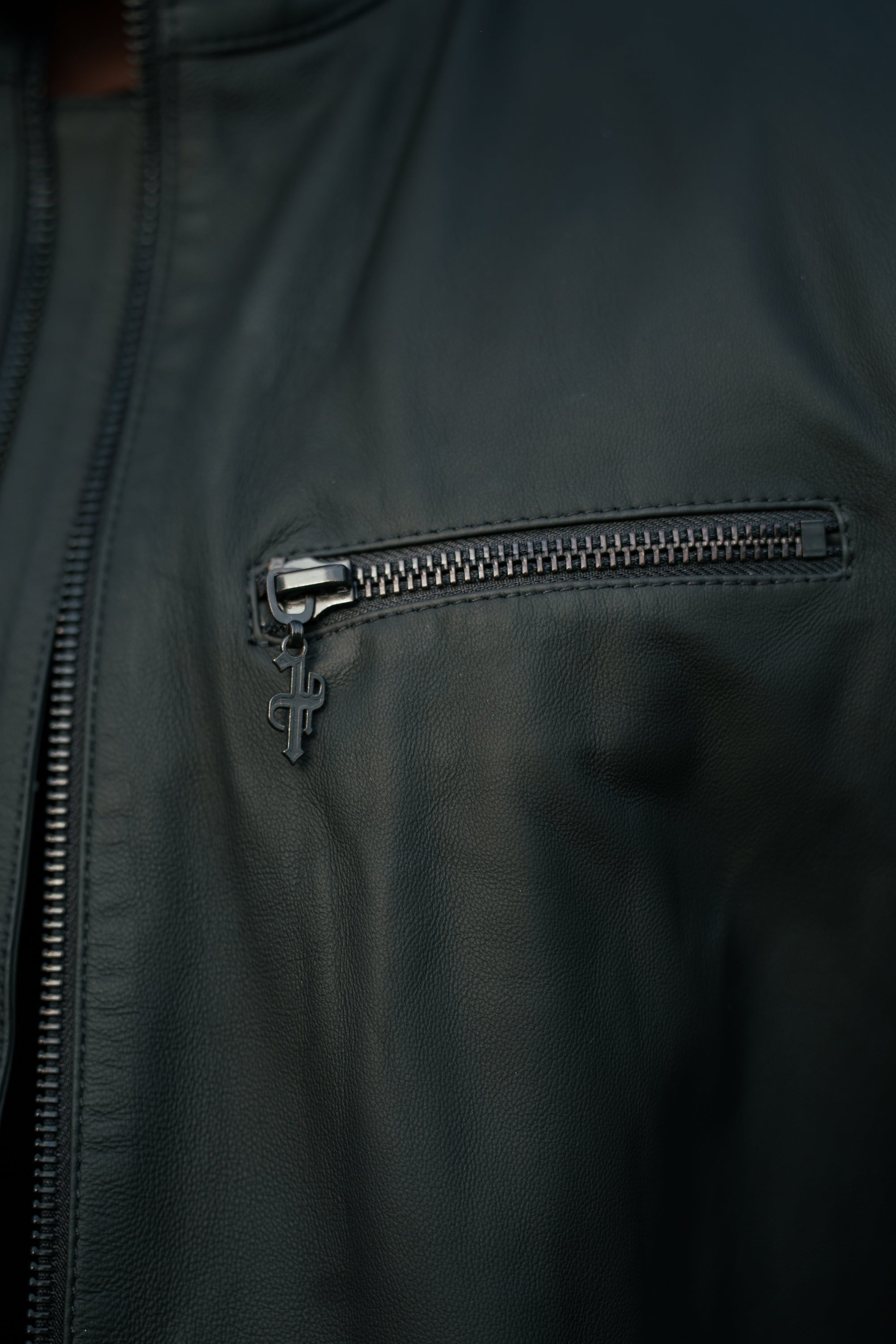 Black Bomber Leather Jacket - FSH1436