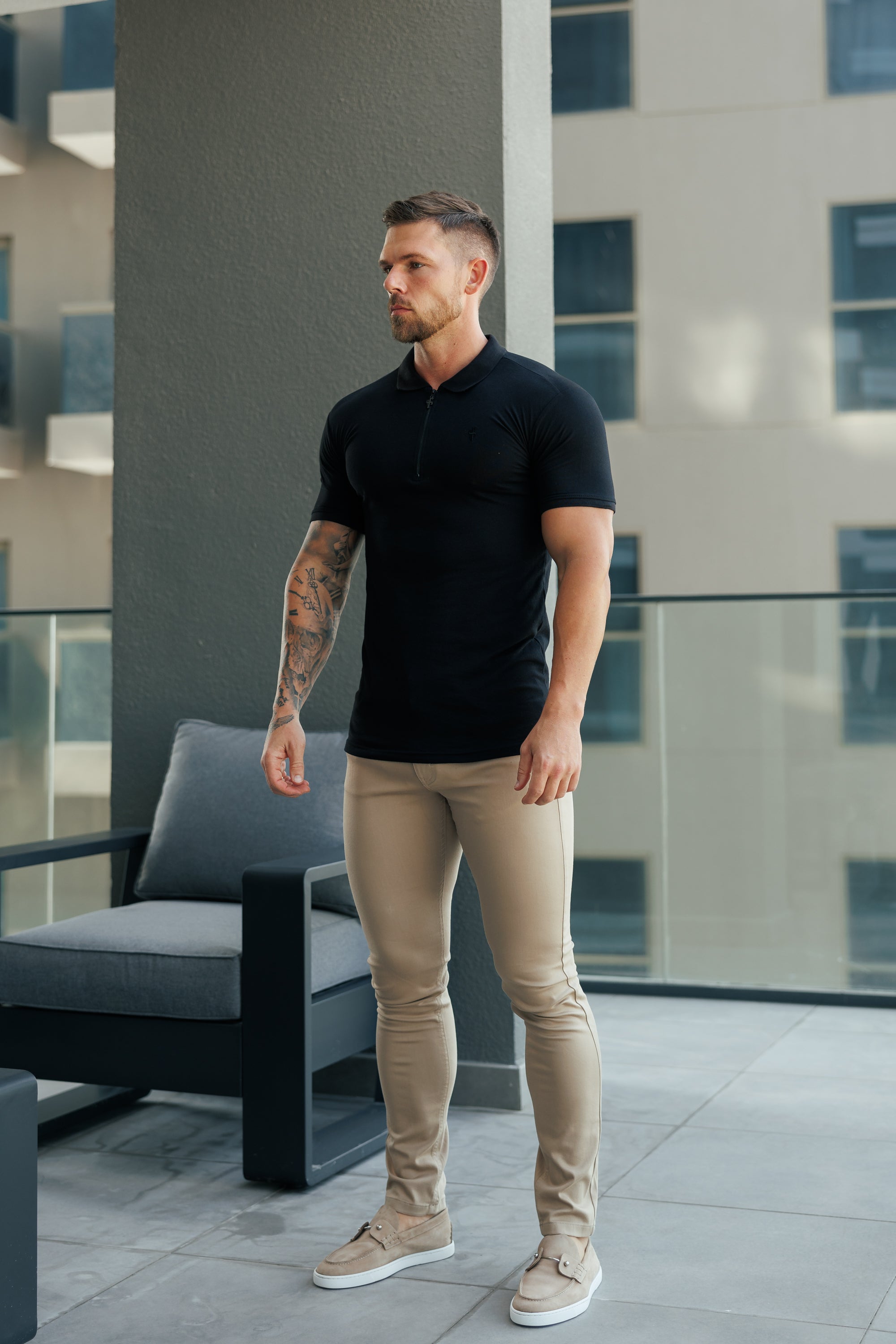 Classic Black Zipped Polo Shirt - FSH1228