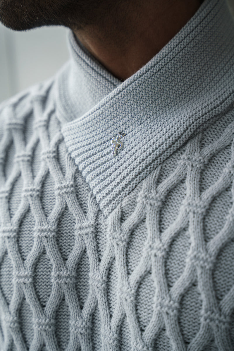 Father Sons Chunky Cable Knit Cop Grey Sweater - FSJ064