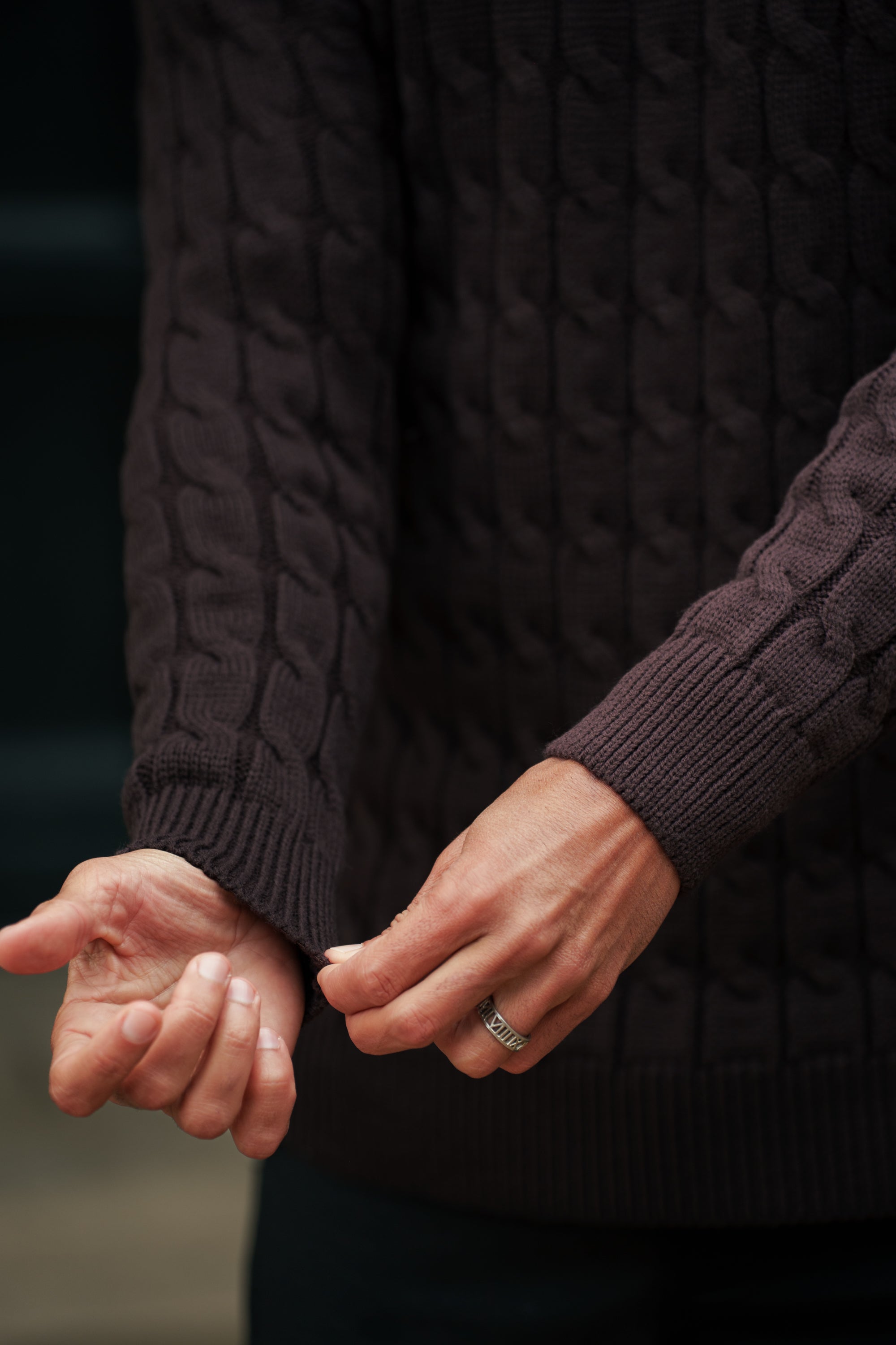 Link Weave Knit Brown Crew Neck Jumper - FSJ141