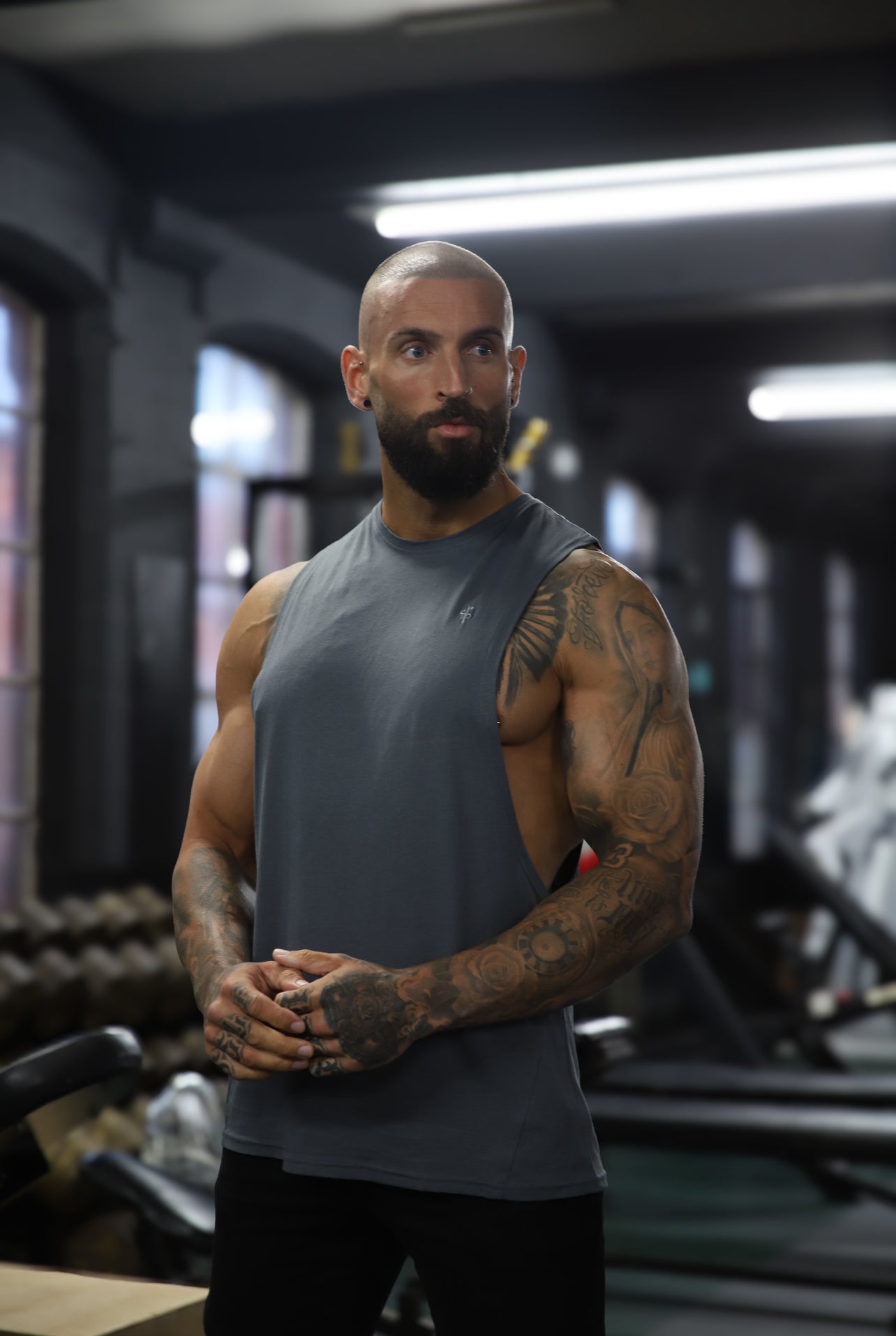 Classic Bamboo Dropped Armhole Dark Grey Vest - FSH894