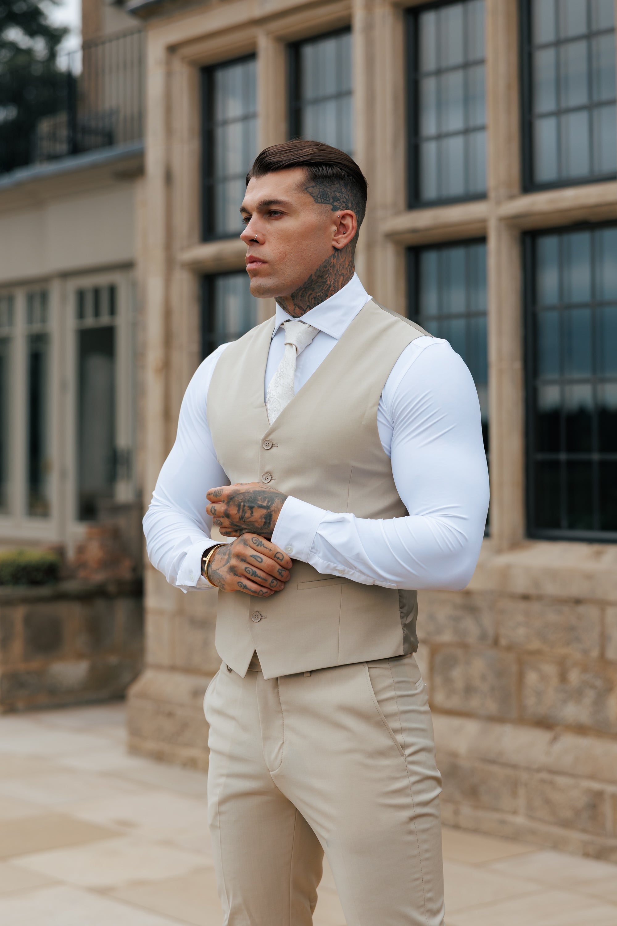Slim Formal Waistcoat Beige - FSW011