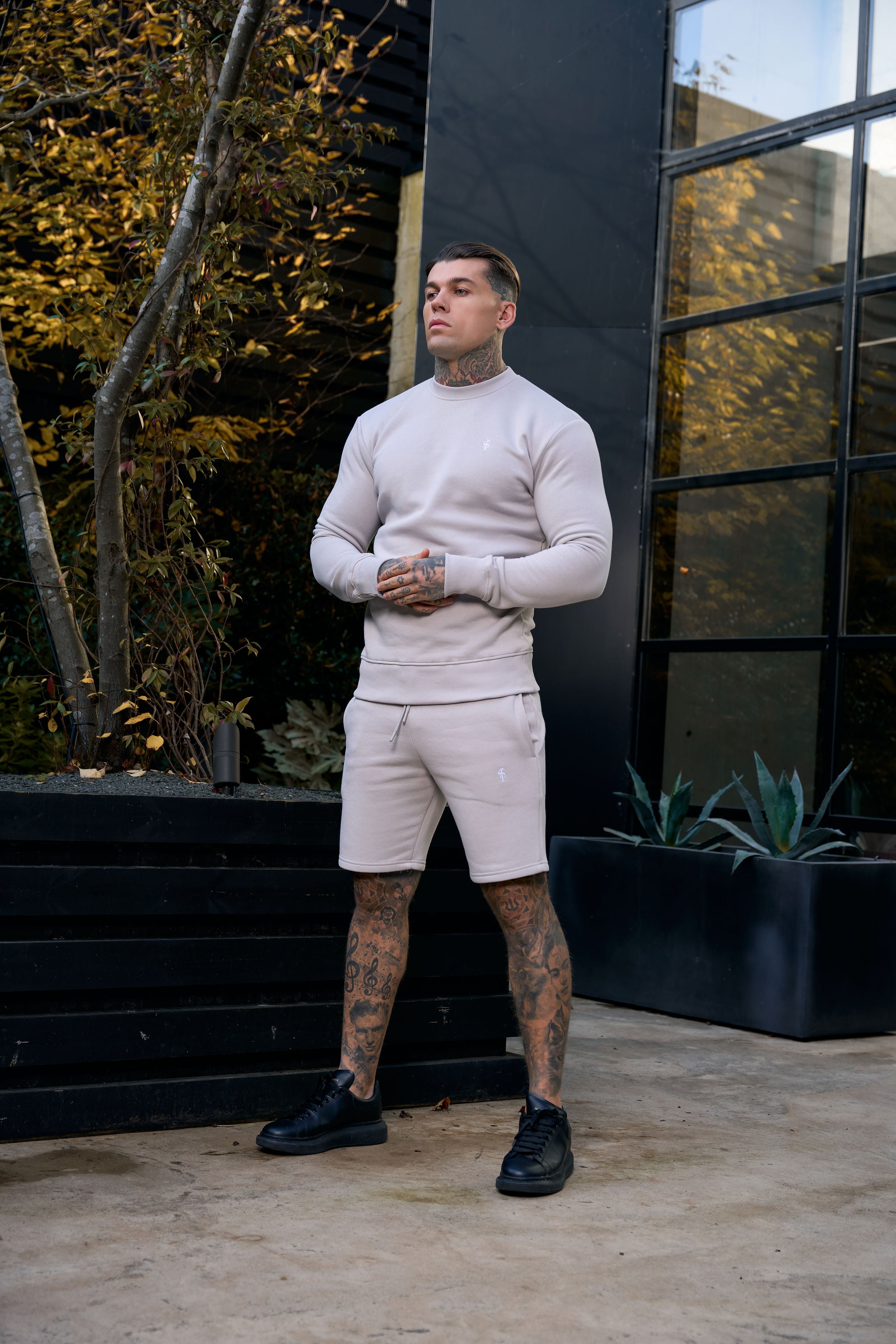 FS Plain Light Grey Crew Sweater With FS Branding - FSH1184
