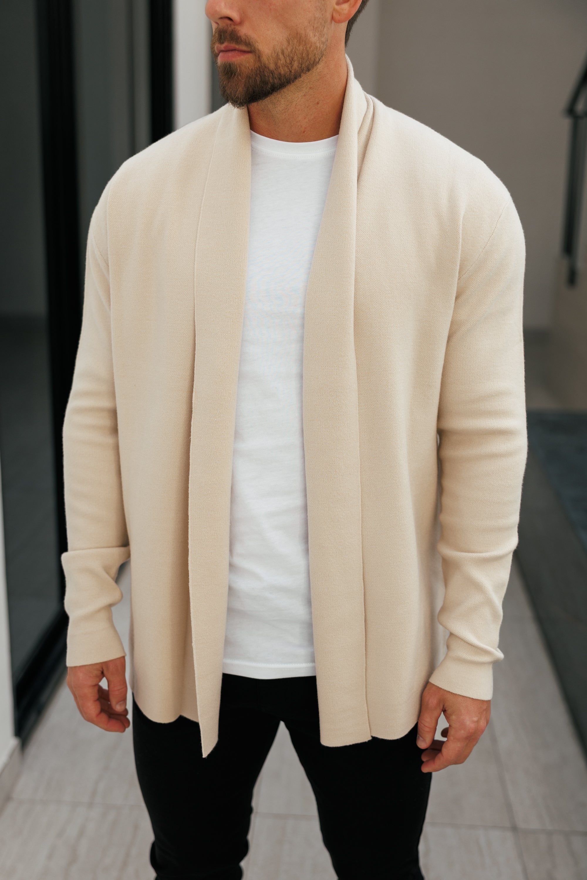 Soft Touch Shawl Cardigan Beige -  FSA003
