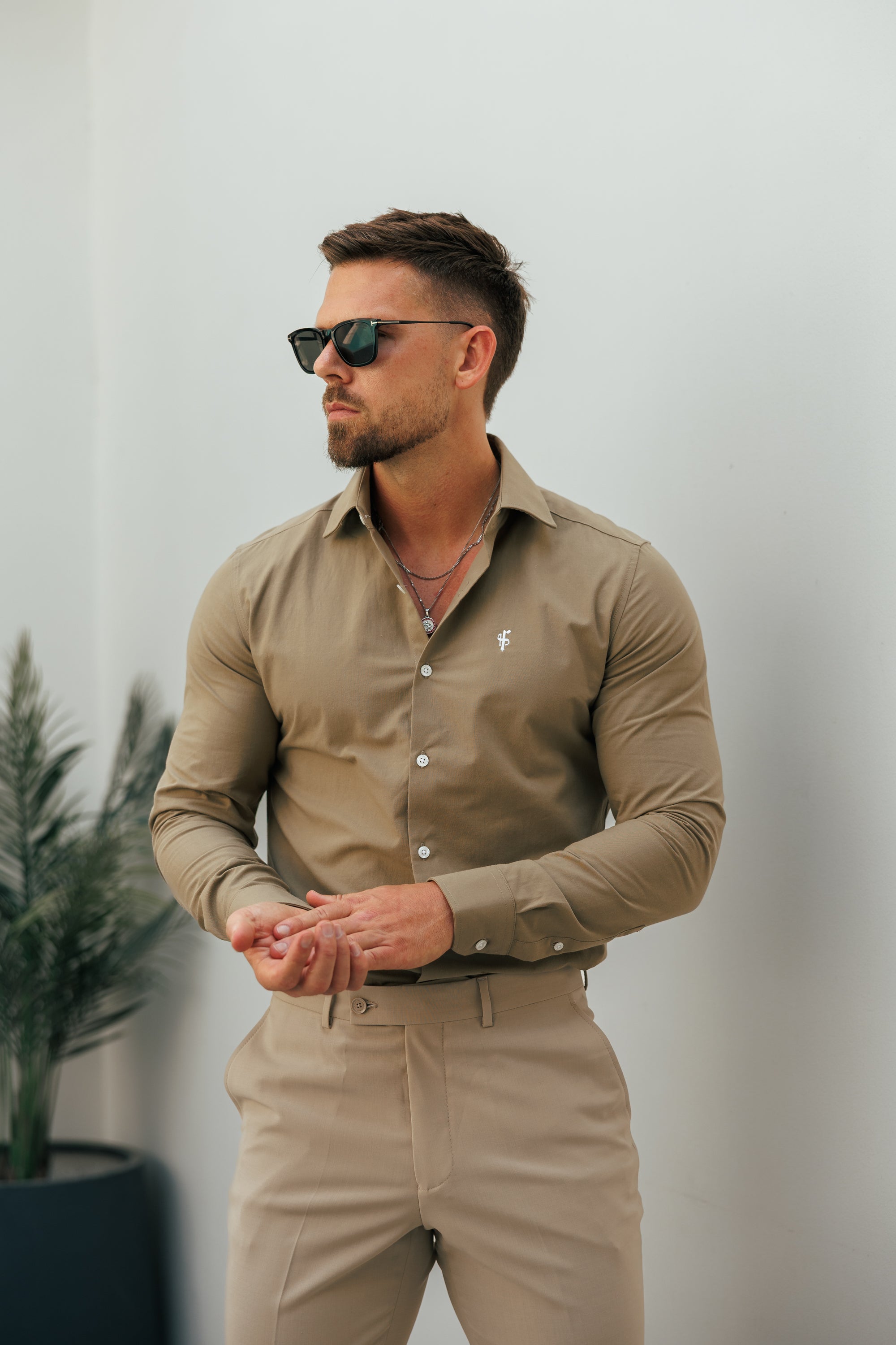 Classic Khaki Long Sleeve with Cutaway Collar - FS1178