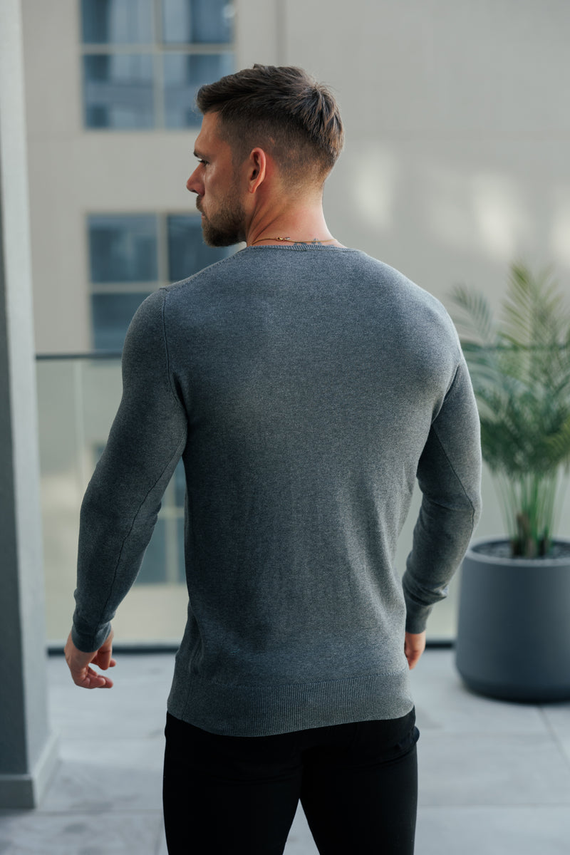 FS Charcoal Crew Neck Knitted Jumper With FS Branding -  FSN198