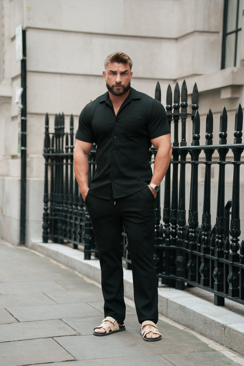Father Sons Jersey Cord Relaxed Black Trousers - FSR014