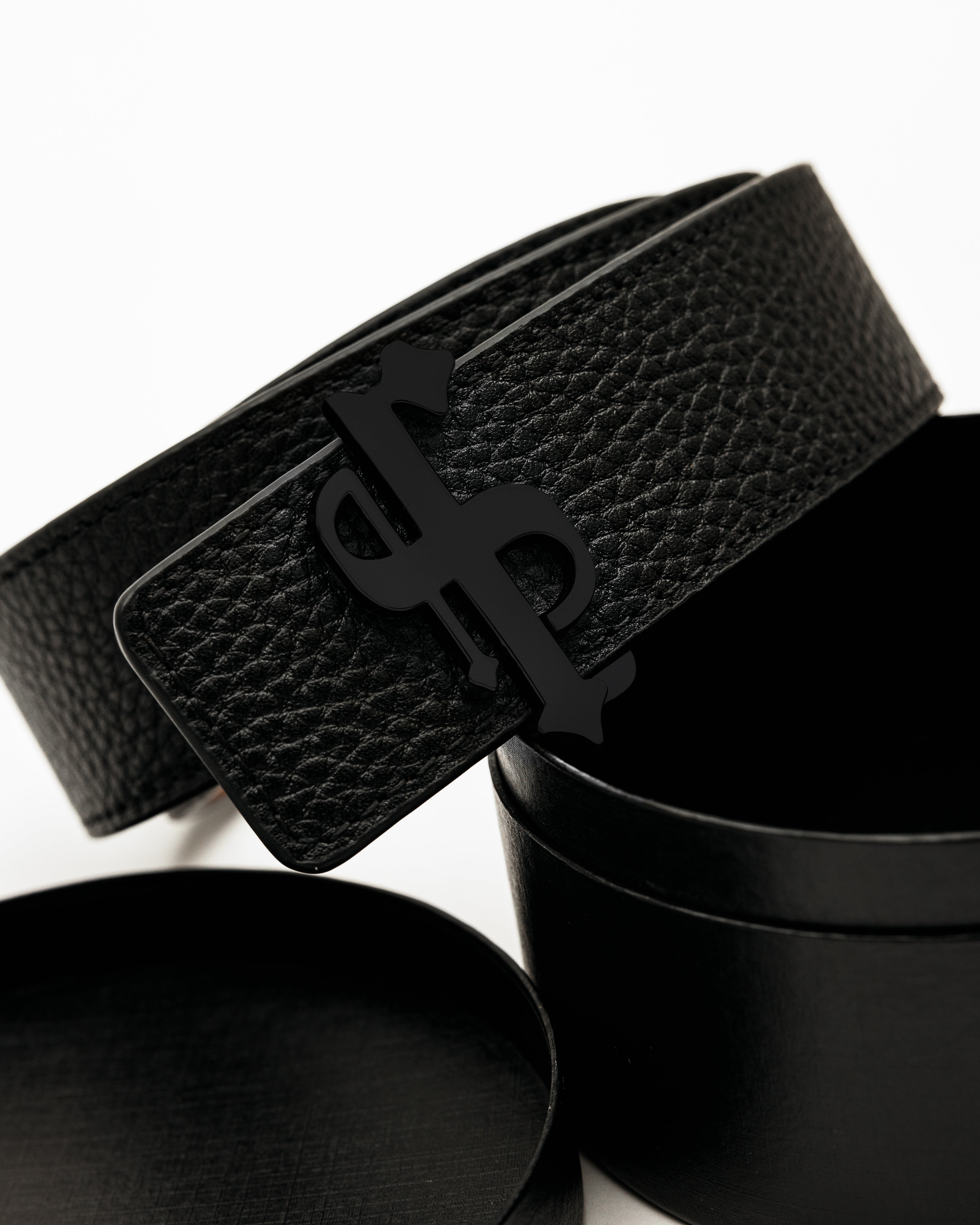 Black / Tan Leather Reversible Belt with Matt Black FS Buckle - FSBELT003