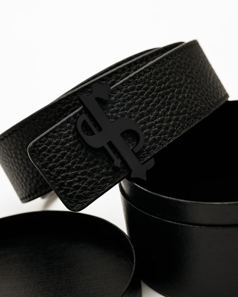 Father Sons Black / Tan Leather Reversible Belt with Matt Black FS Buckle - FSBELT003