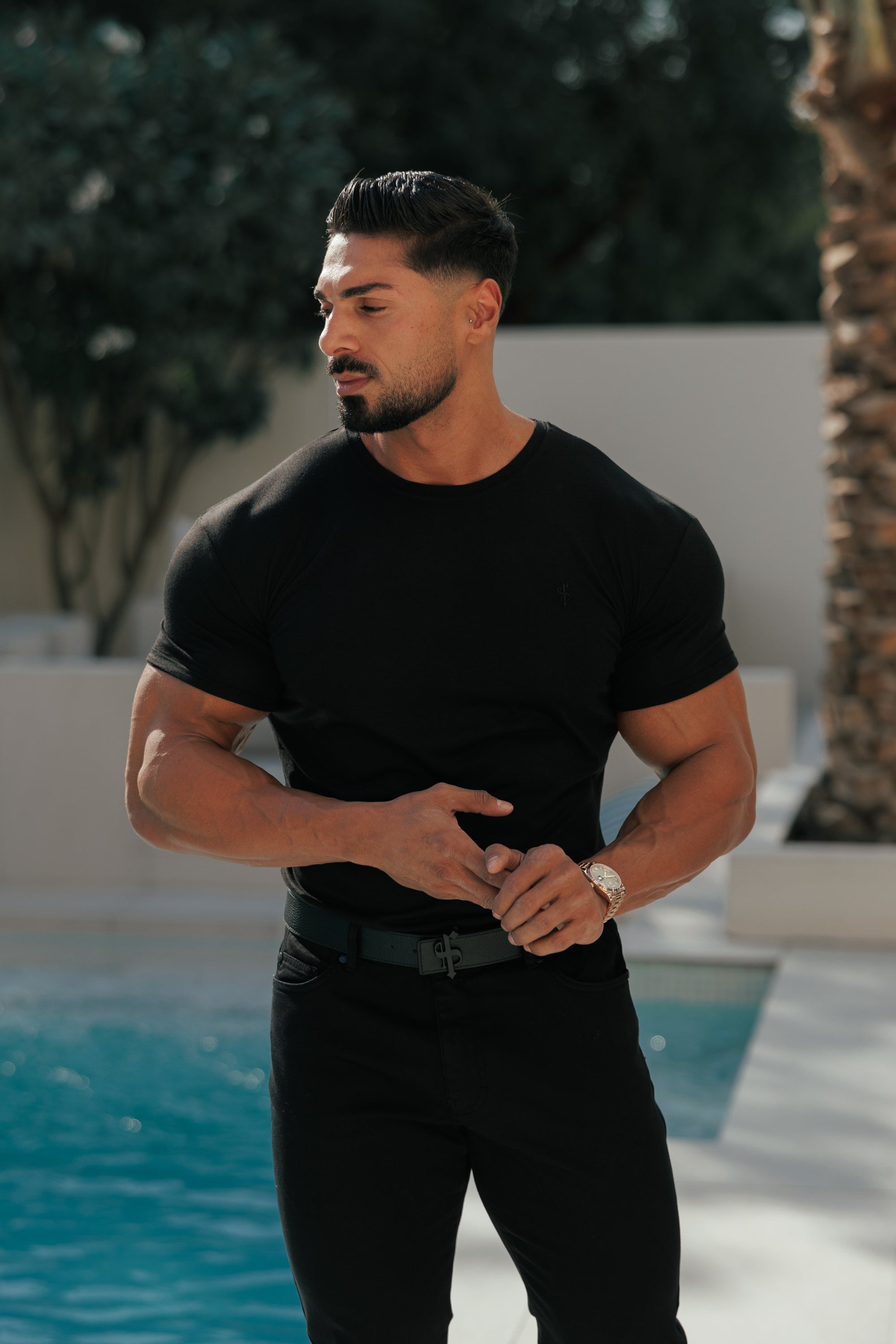 Black Bamboo Crew T Shirt - FSH577