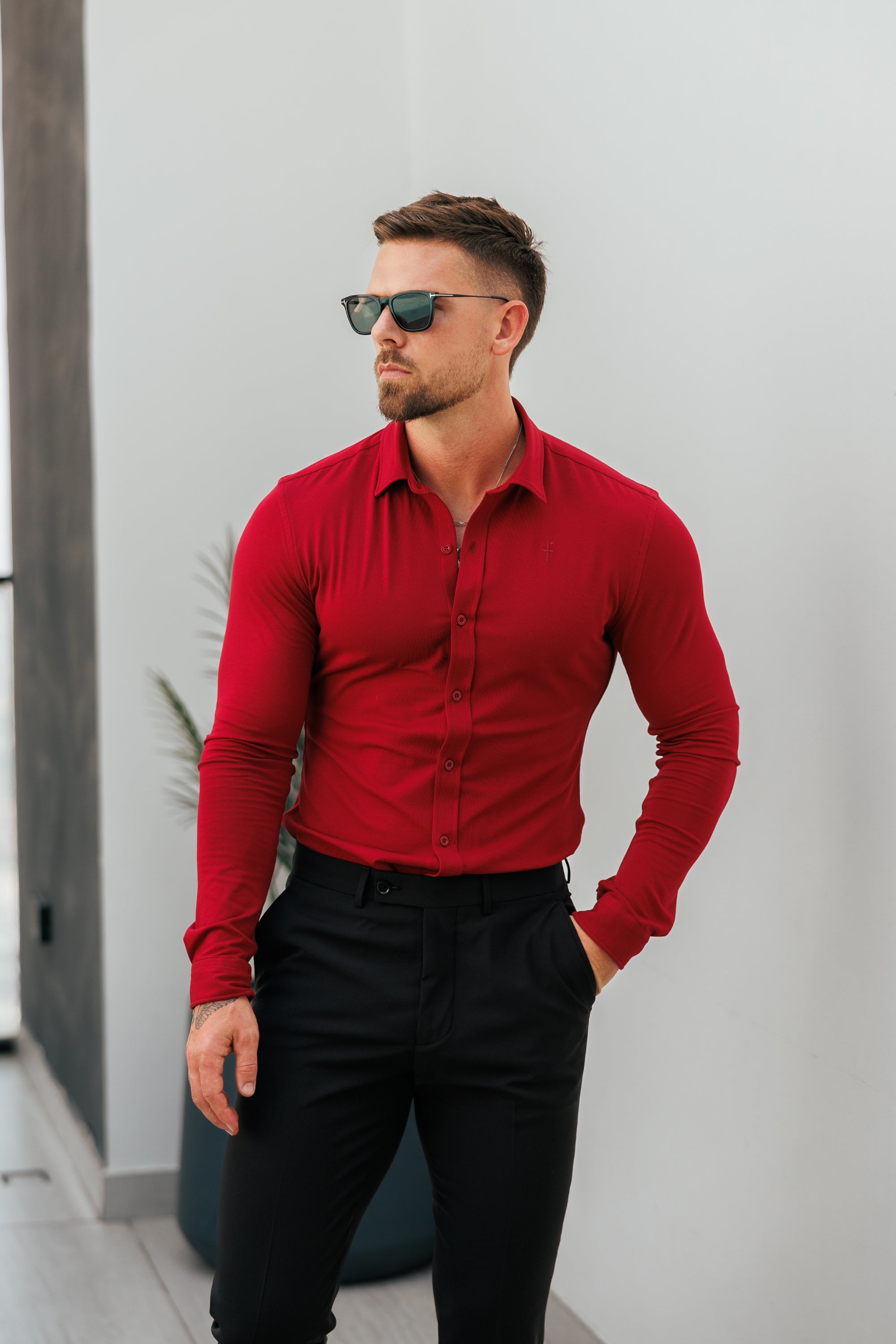 Fitted Ox Blood Long Sleeve Jersey - FSD002