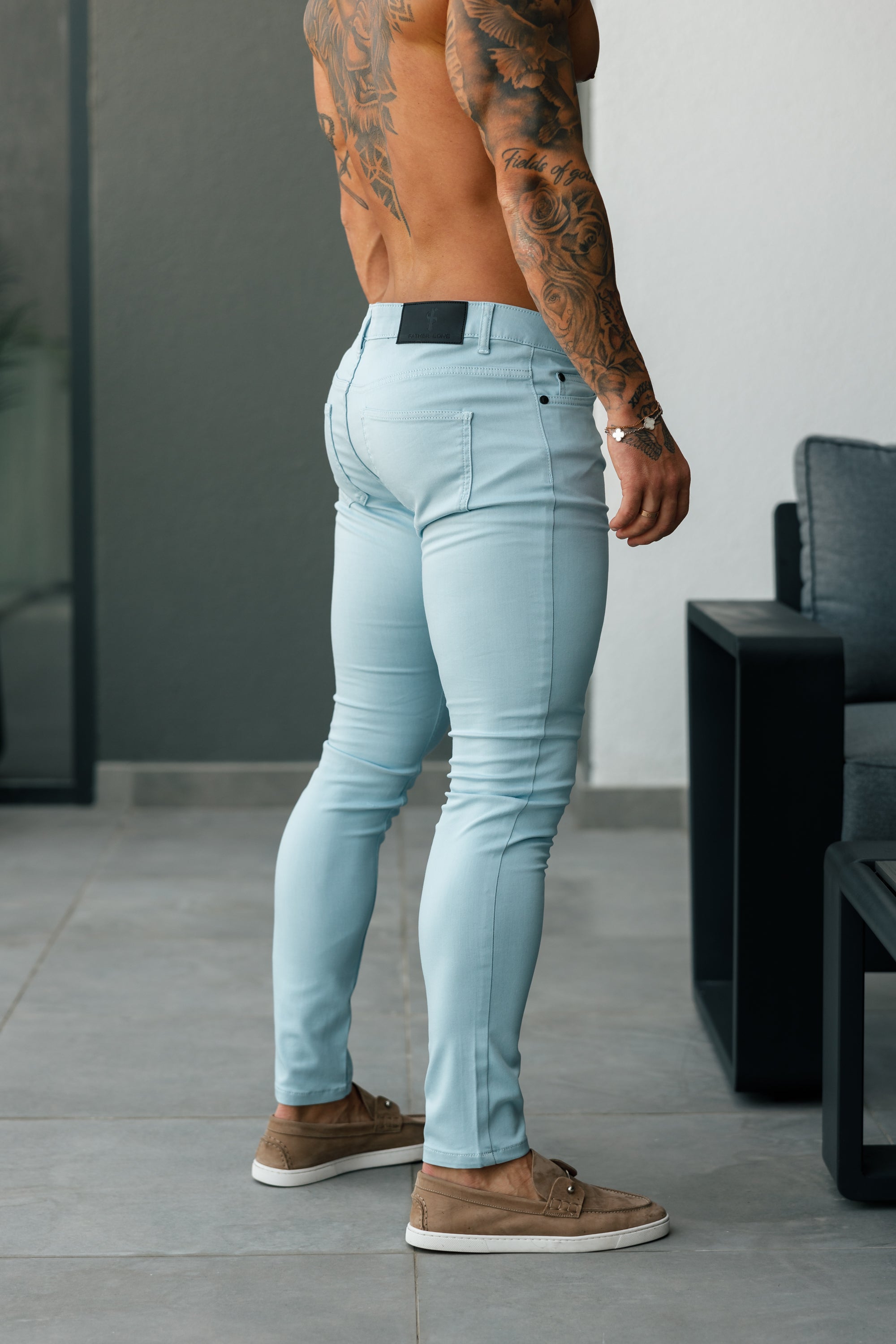 FS Slim Stretch Pale Blue Sateen Pants - FSH1147