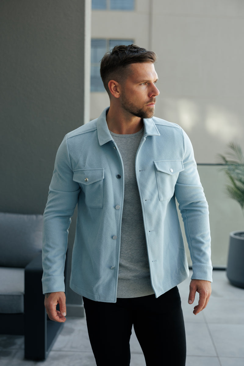 FS Brushed Button Up Plain Jacket Blue - FSN185 (PRE ORDER 15TH DECEMBER) 