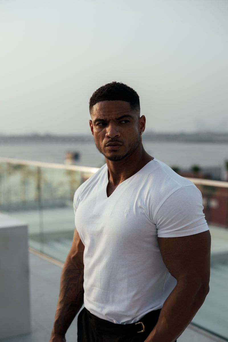 Father Sons Advanced V Neck Crew Short Sleeve White - FSH1011