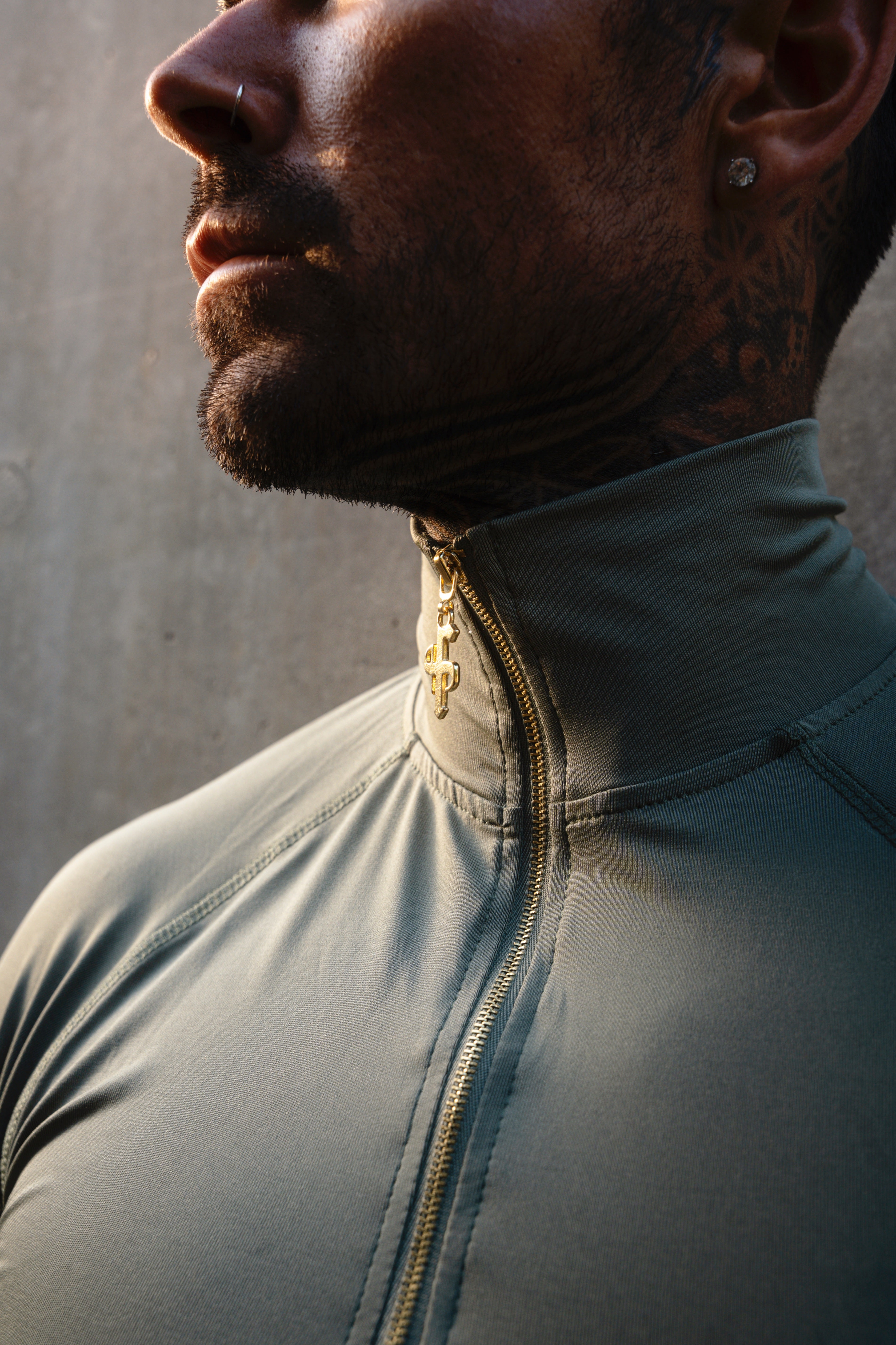 SS Olive Half Zip Gym Top - FSH1310