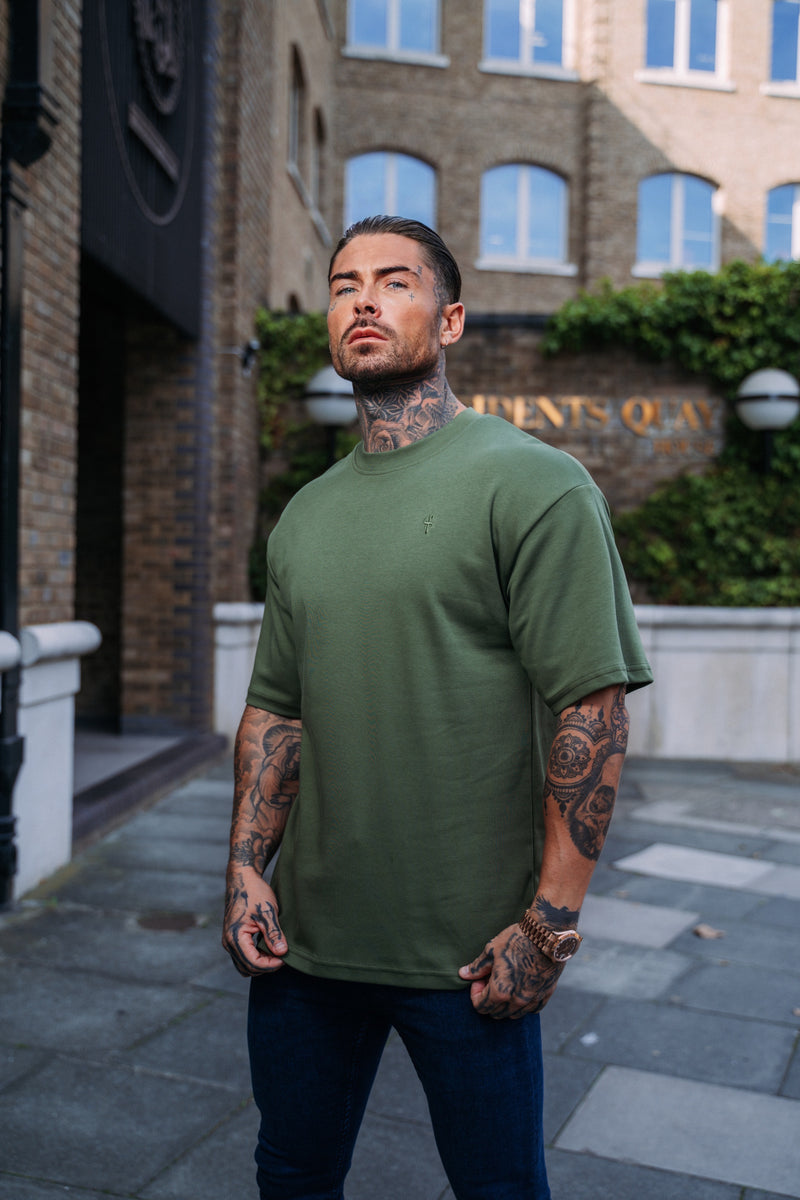 Father Sons Classic Khaki Oversized Crew T Shirt - FSH869