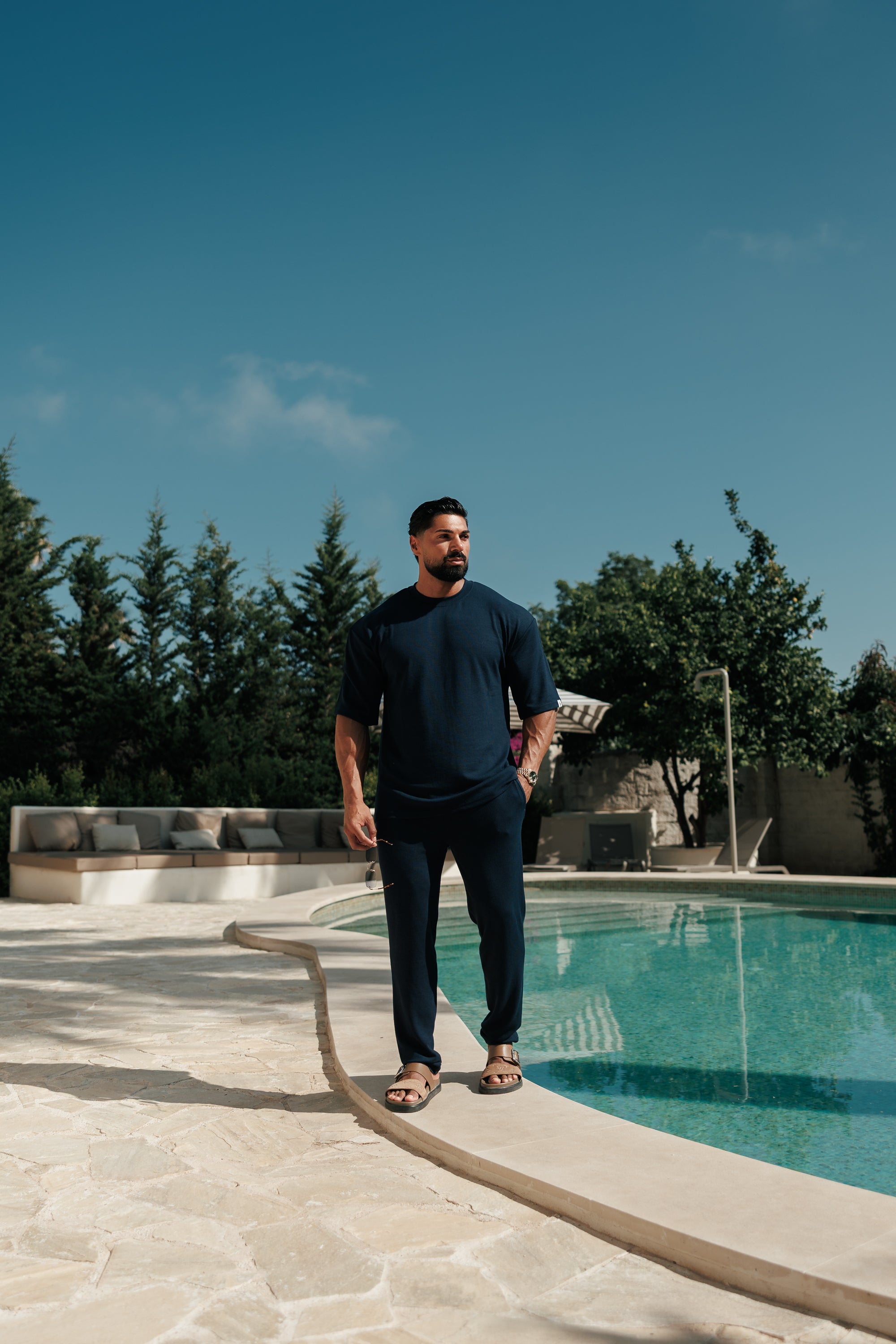 Jersey Cord Slim Navy Trousers - FSR087