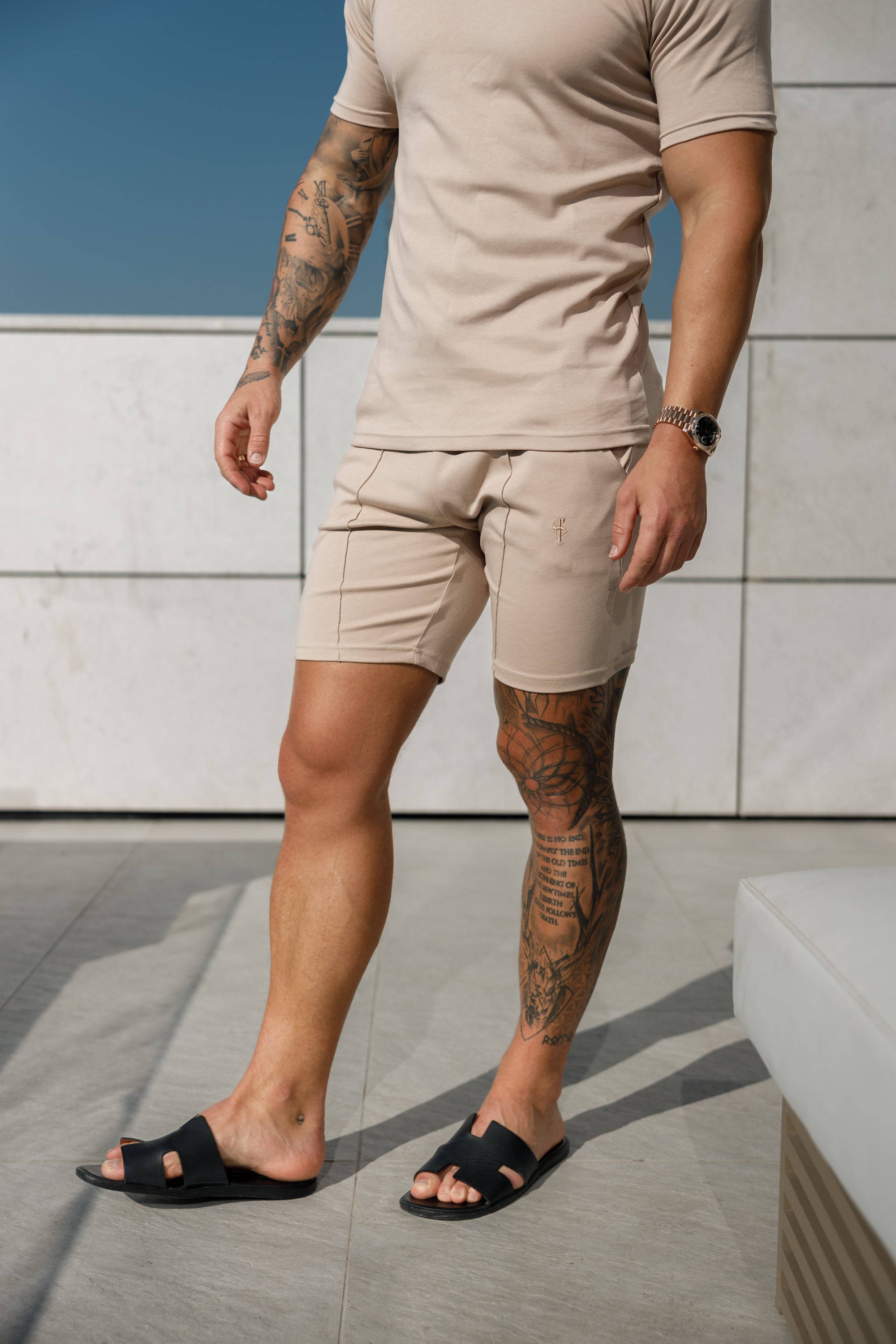 Classic Beige Polo Shirt With Revere Collar - FSH1061