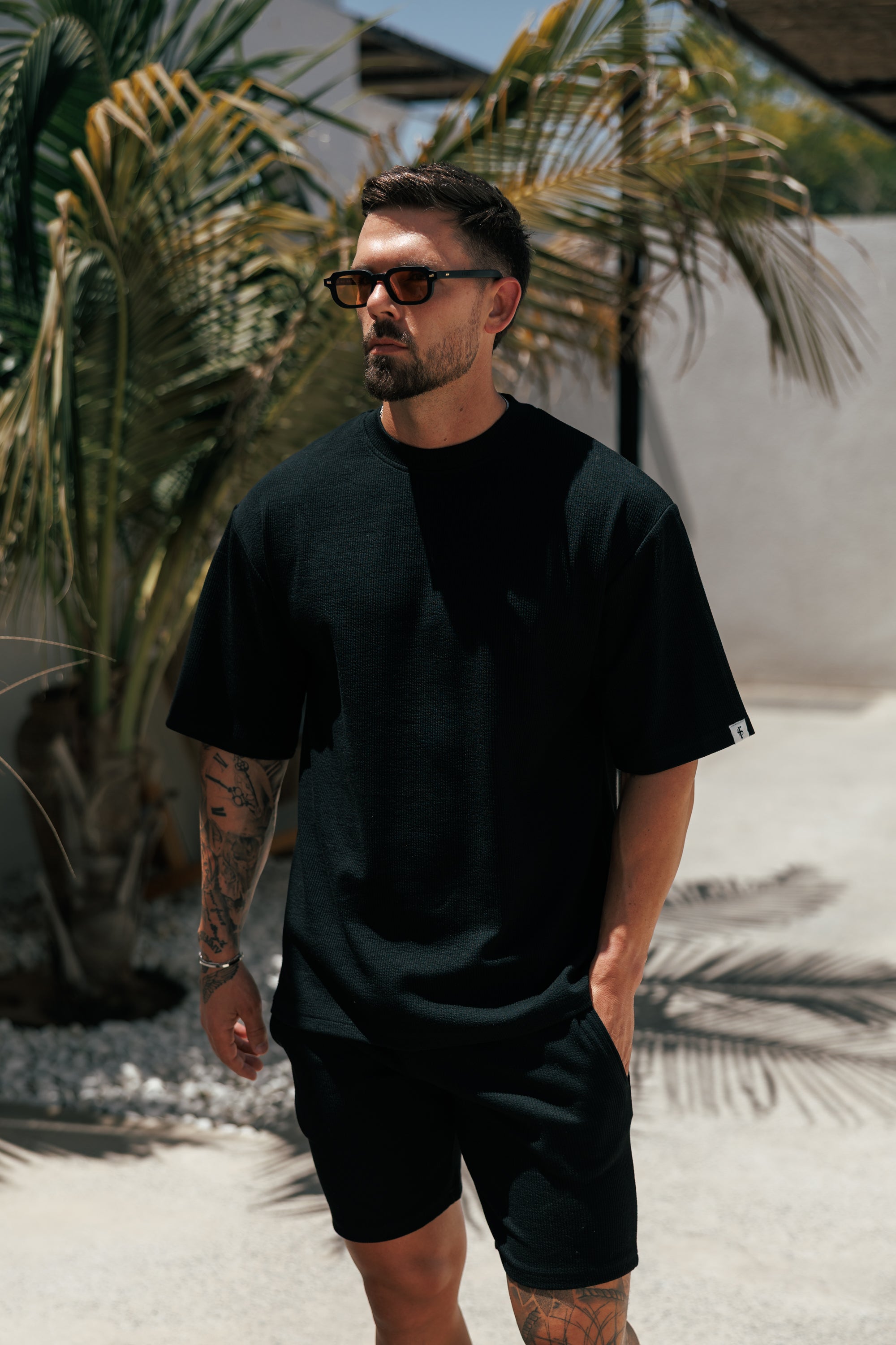 Jersey Cord Black Oversized T-Shirt - FSR102  (PRE ORDER 18TH JULY)