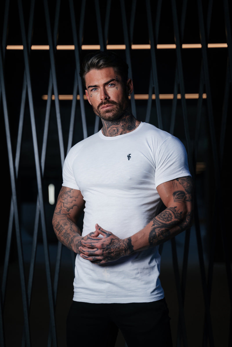 Father Sons White Slub Crew T-Shirt - FSH1334
