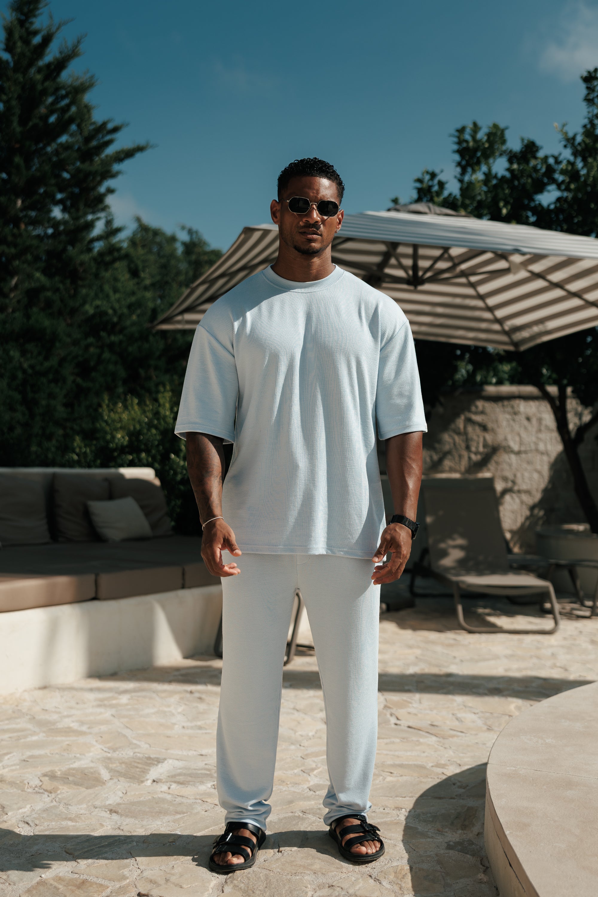 Jersey Cord Slim Light Blue Trousers - FSR090