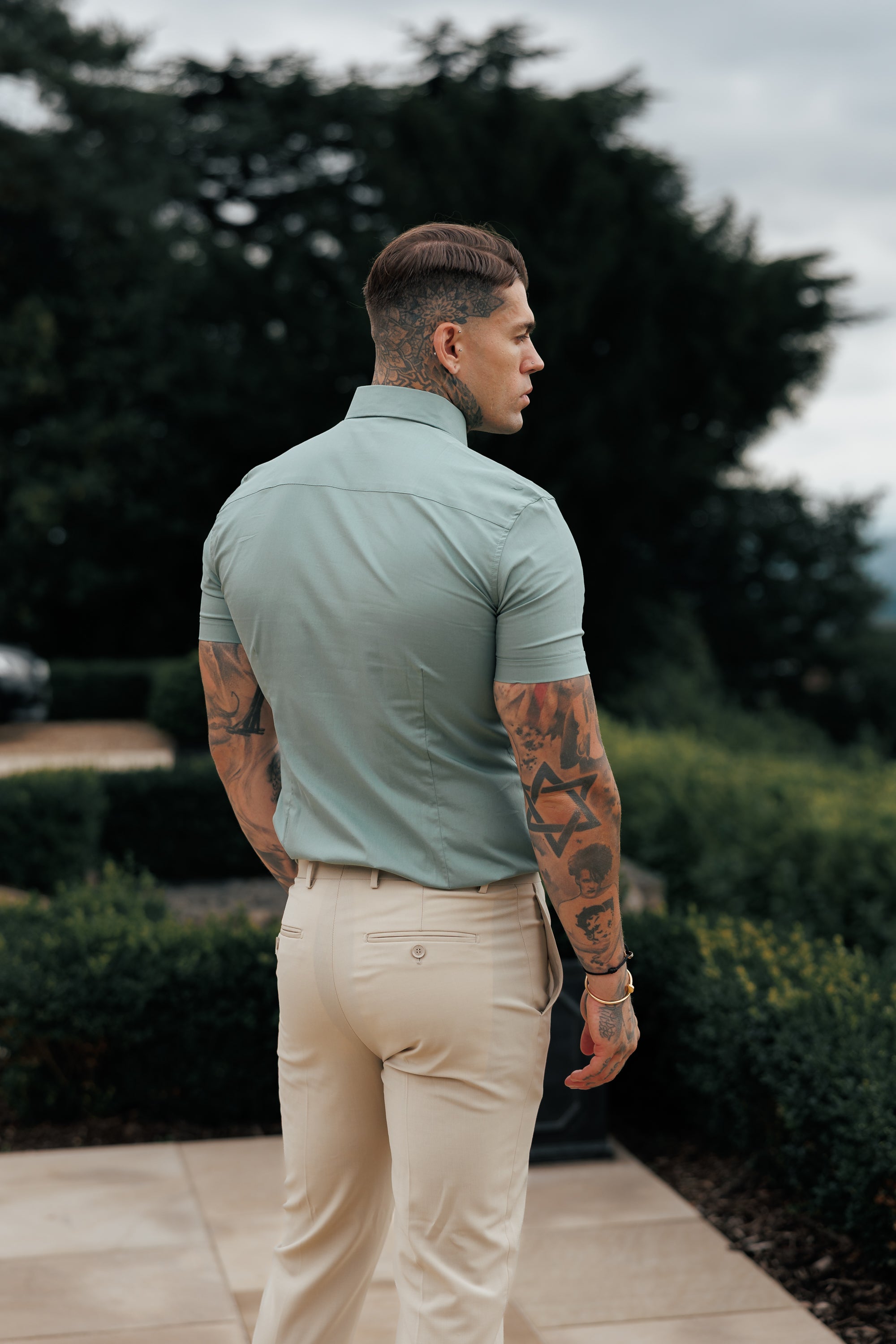 Muscle Fit Advanced Stretch Khaki Short Sleeve with Cutaway Collar - FS1204