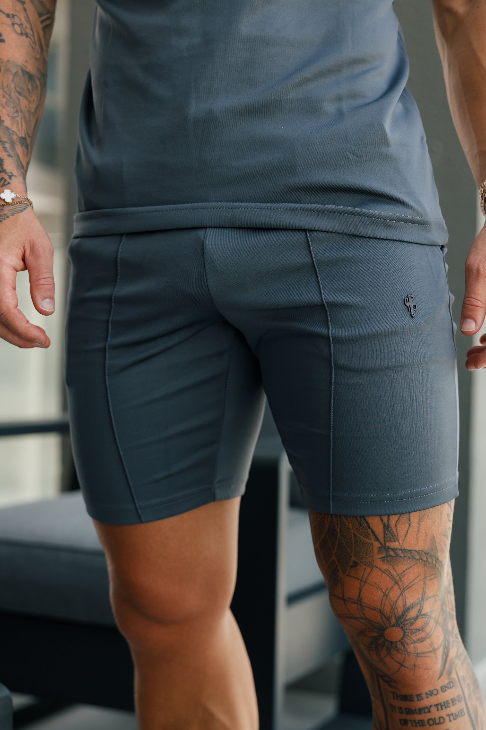 Scuba Charcoal / Black Elasticated Drawstring Pintuck Shorts - FSH1112