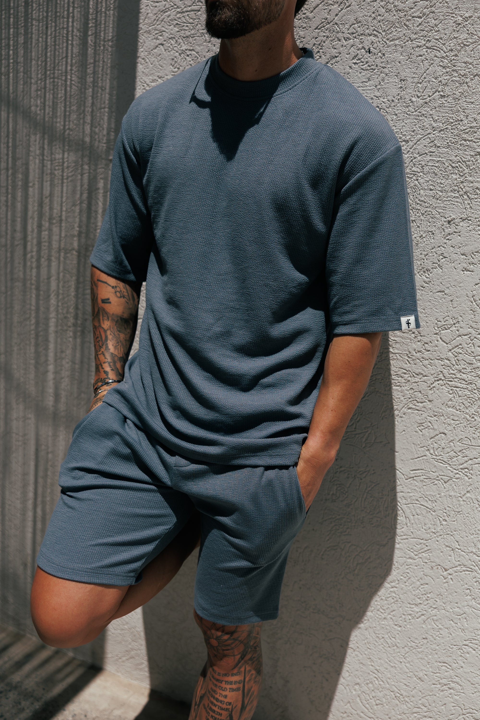 Jersey Cord Gunmetal Oversized T-Shirt - FSR108 (PRE ORDER 29TH MAY)