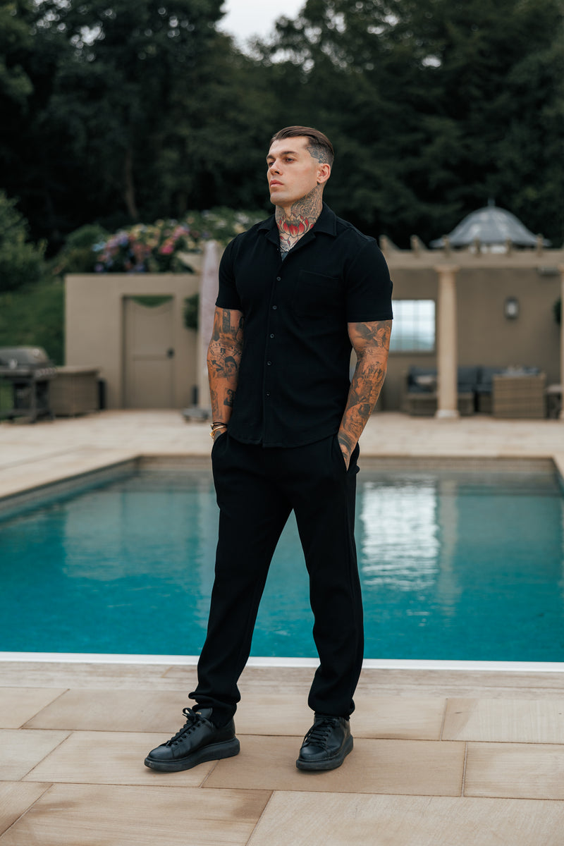 Father Sons Jersey Cord Slim Black Trousers - FSR016