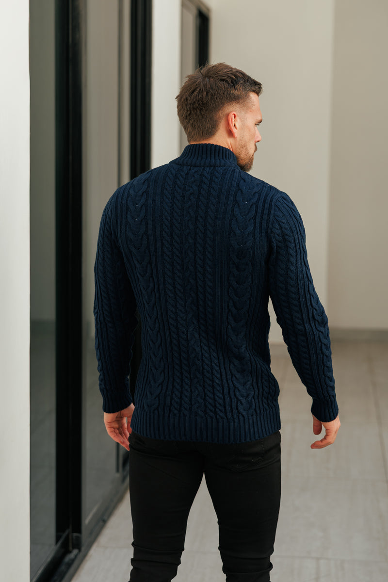 Father Sons Funnel Neck Full Zip Cardigan Dark Navy -  FSJ146 (PRE ORDER 21ST DECEMBER)